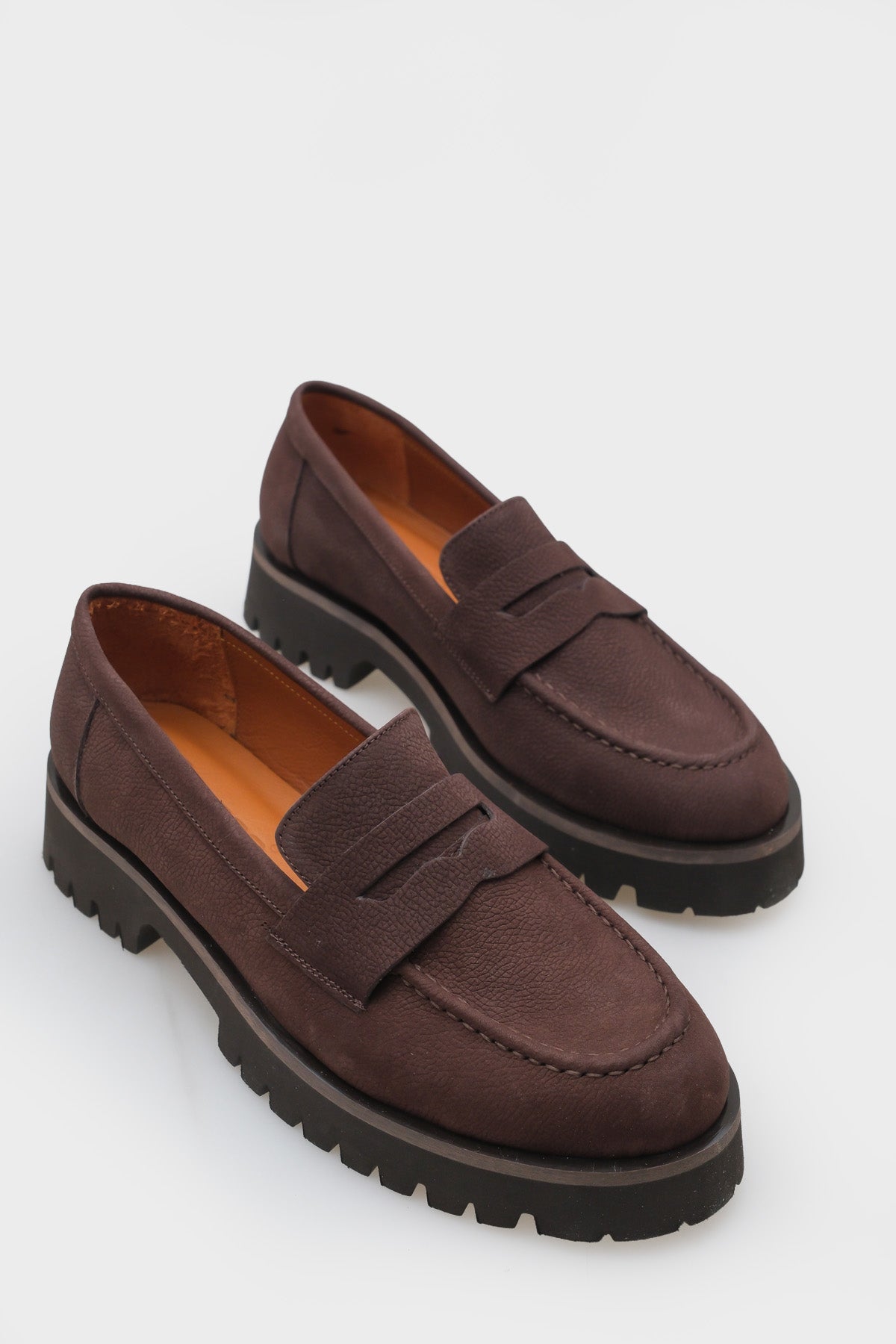 Mantar Tabanlı Deri Kadın Loafer