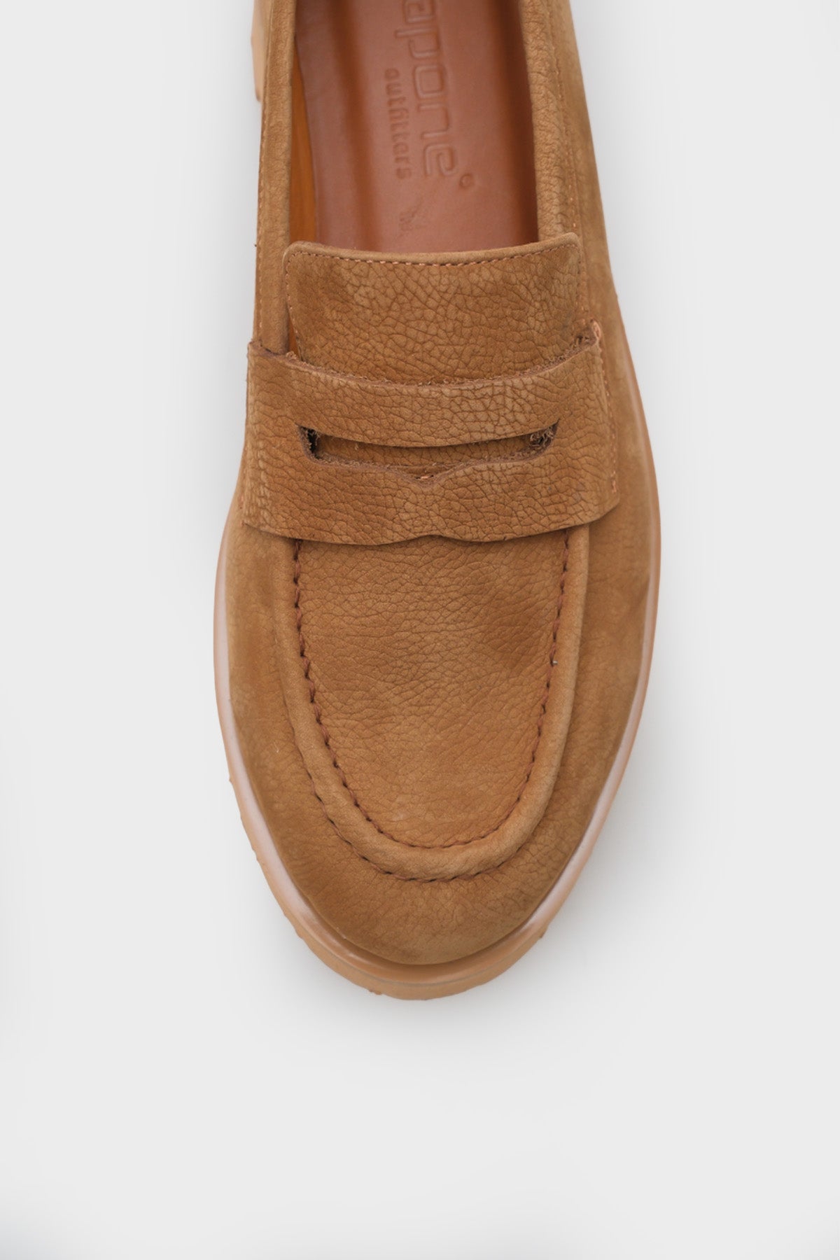 Mantar Tabanlı Deri Kadın Loafer