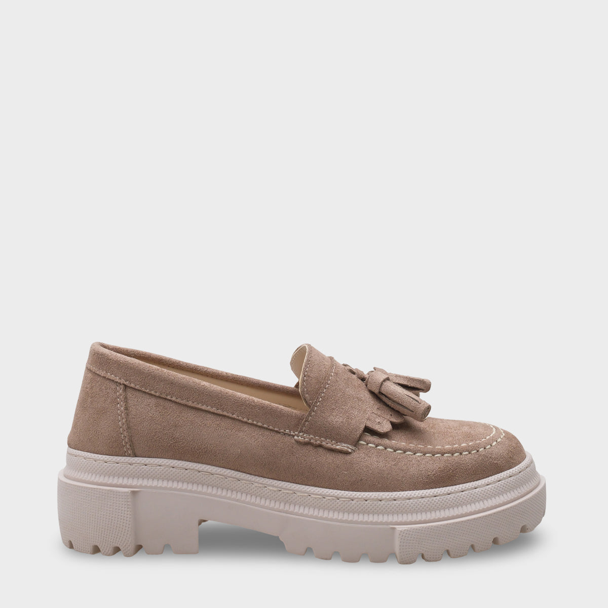 Ashlee Oval Burunlu Püsküllü Trak Tabanlı Süet Kadın Loafer