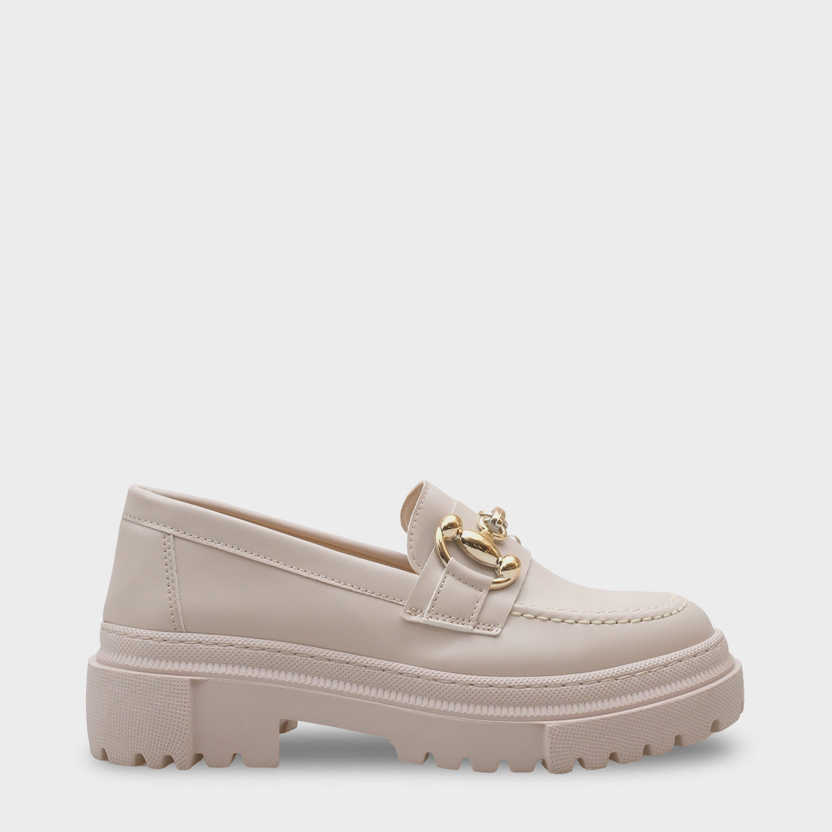 Denni  Oval Burunlu Metal Tokalı Trak Tabanlı Kadın Loafer