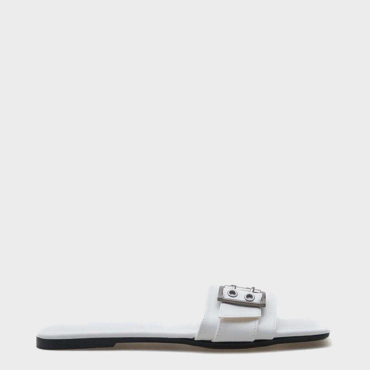 Katha Metal Tokalı Düz Topuklu Küt Burunlu Kadın Terlik