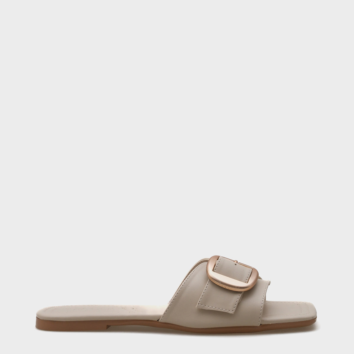 Kathy Metal Tokalı Düz Topuklu Küt Burunlu Kadın Terlik