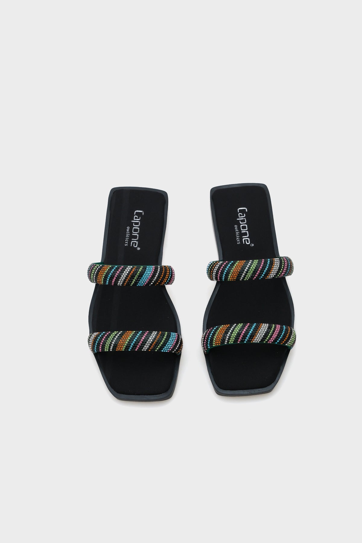 Kora Küt Burunlu Taşlı Bantlı Düz Topuklu Kadın Terlik