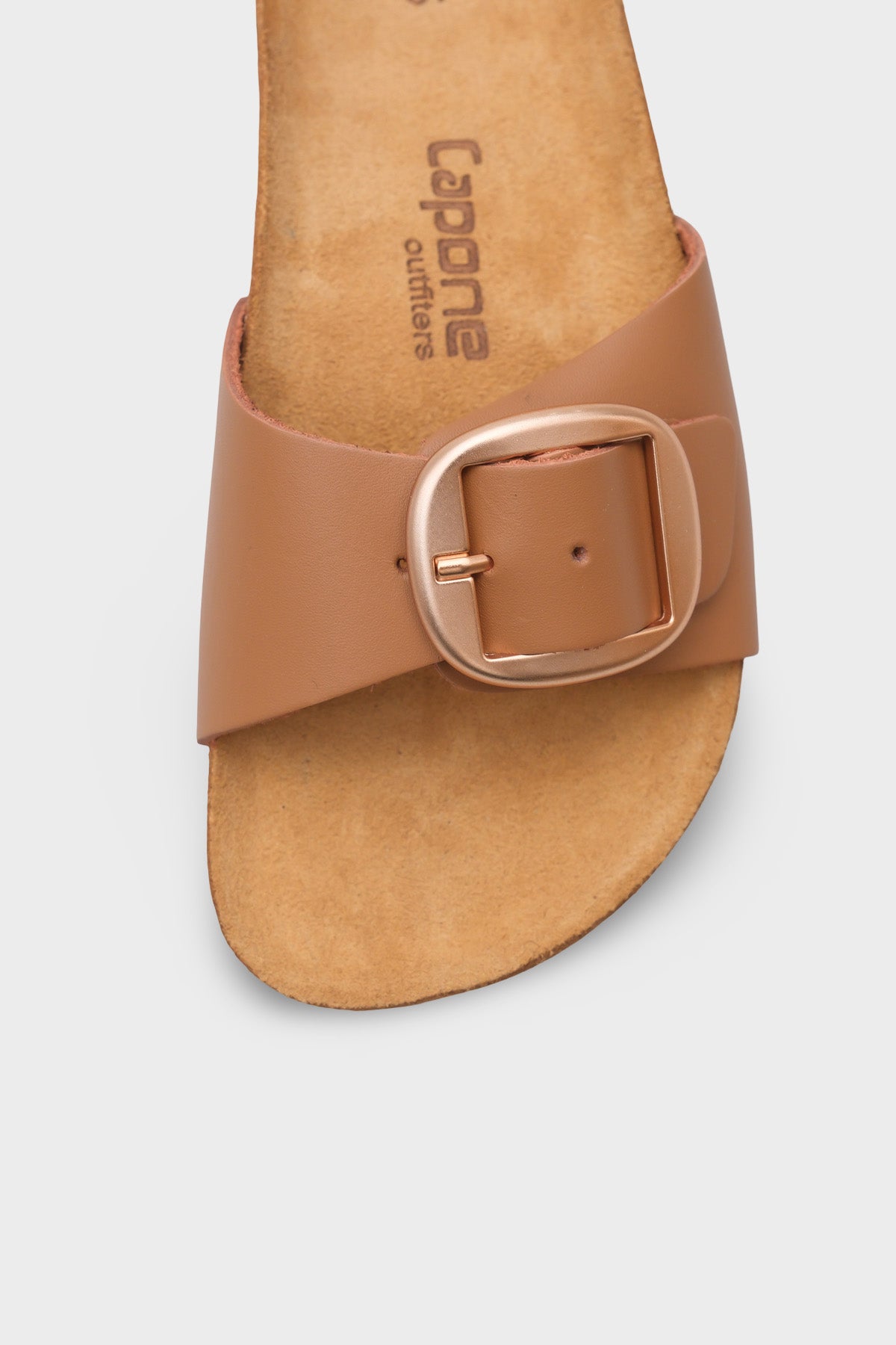 Lee Büyük Tokalı Anatomik Mantar Tabanlı Deri Terlik