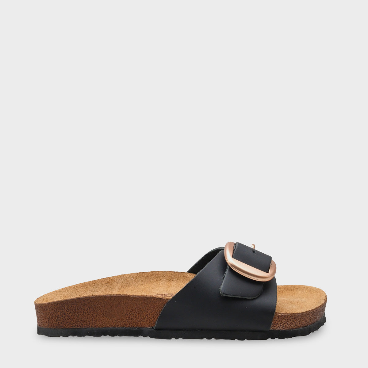 Lee Büyük Tokalı Anatomik Mantar Tabanlı Deri Terlik