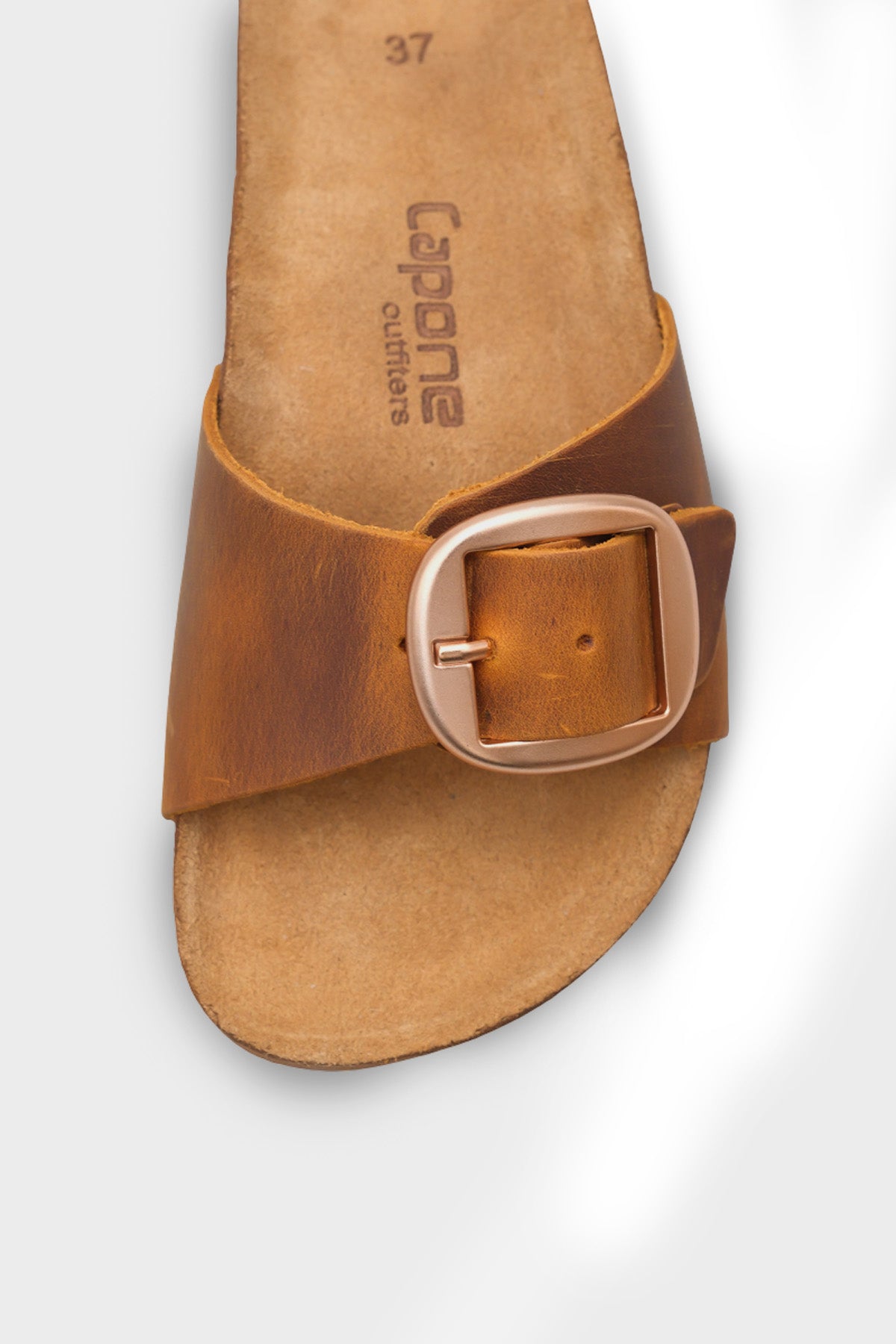 Lee Büyük Tokalı Anatomik Mantar Tabanlı Deri Terlik