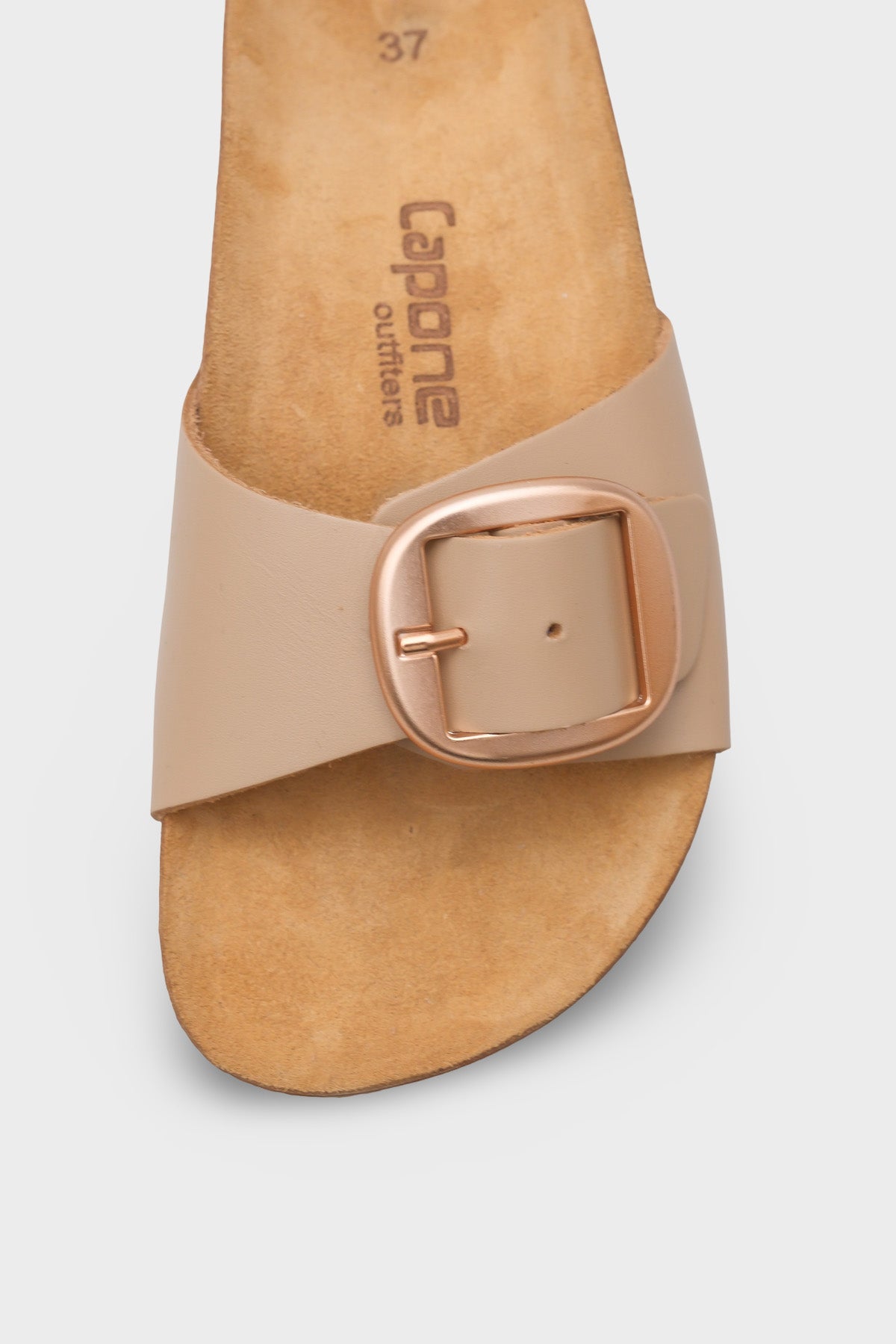 Lee Büyük Tokalı Anatomik Mantar Tabanlı Deri Terlik