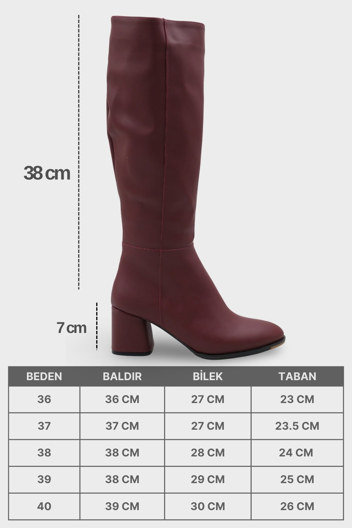 Cathrine Oval Burunlu Yandan Fermuarlı Topuklu Kadın Çizme