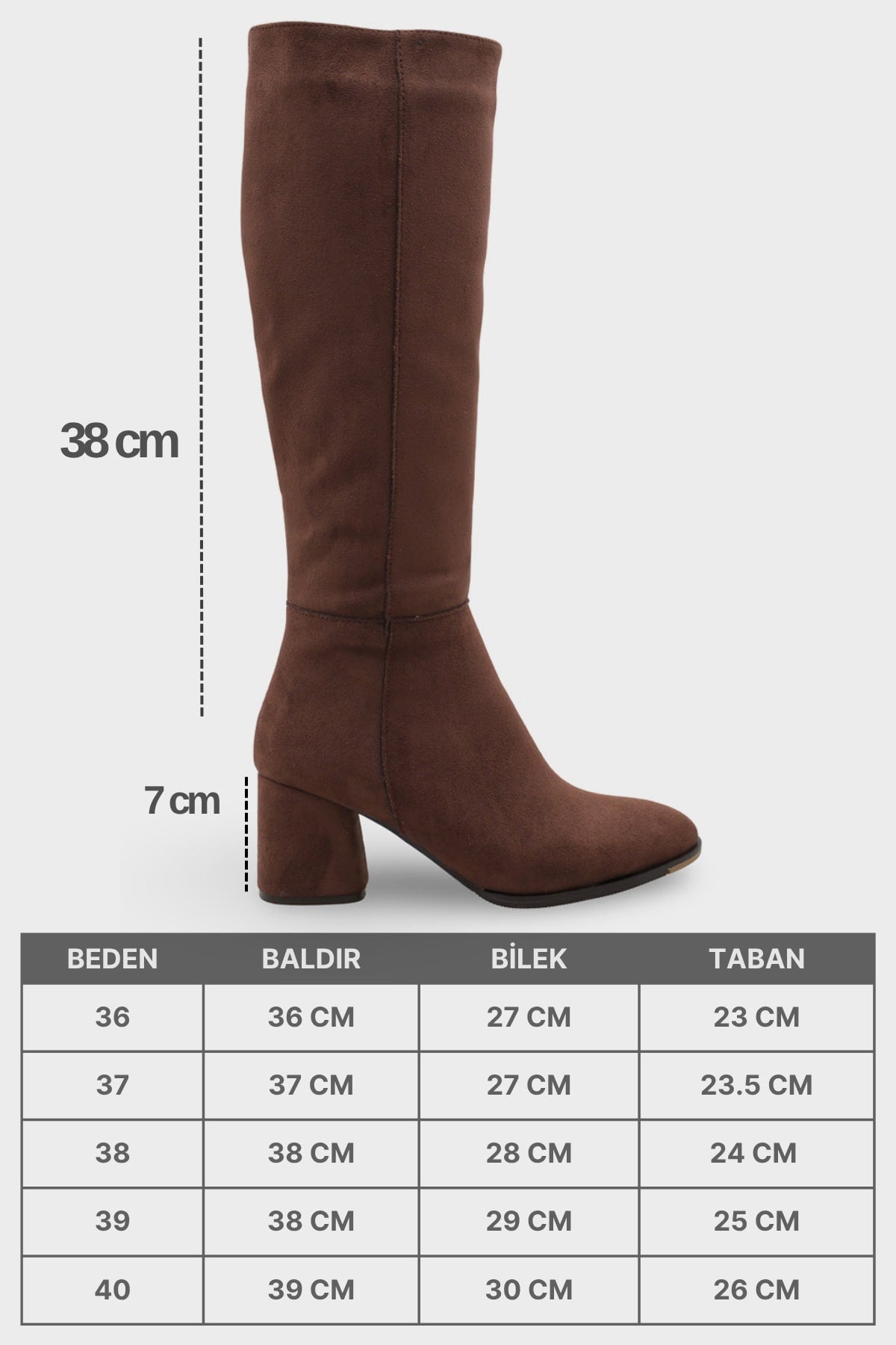 Cathrine Oval Burunlu Yandan Fermuarlı Topuklu Süet Kadın Çizme