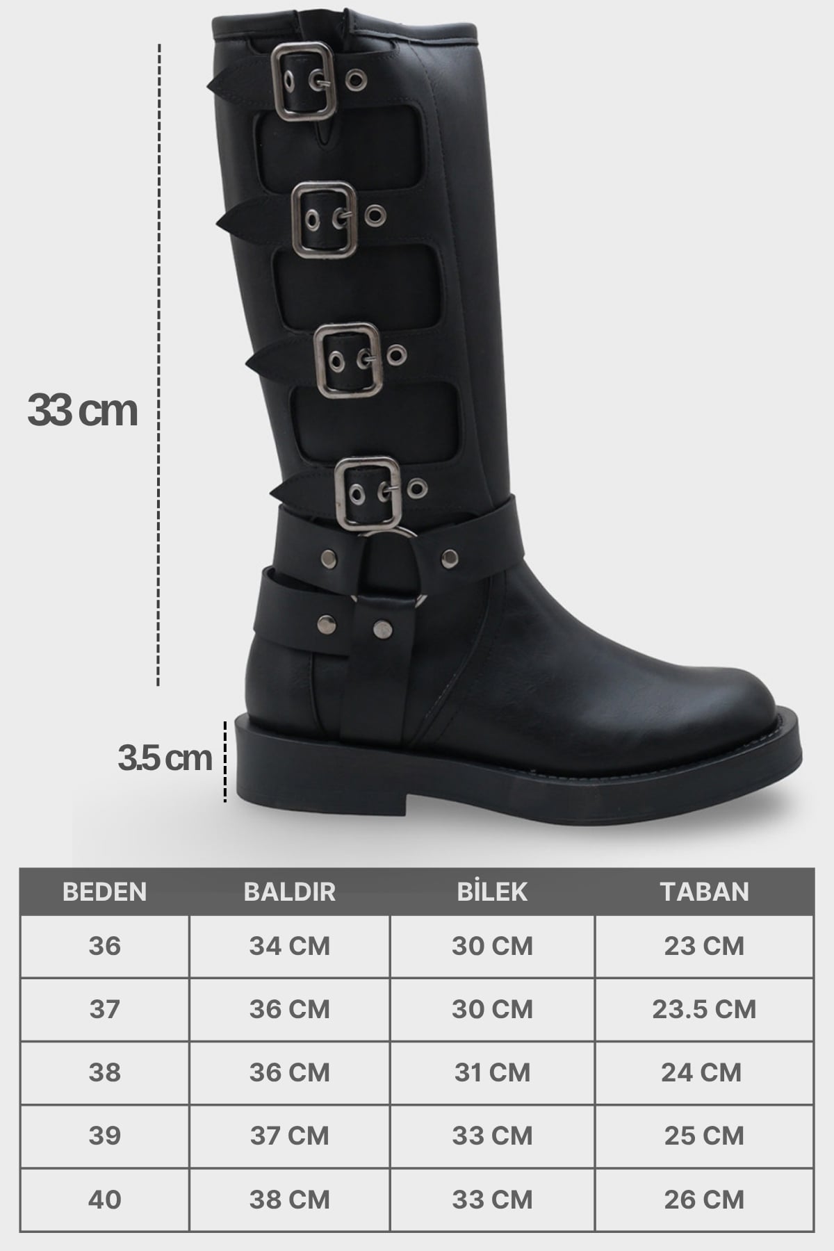Motorcu Fermuarlı Kadın Çizme
