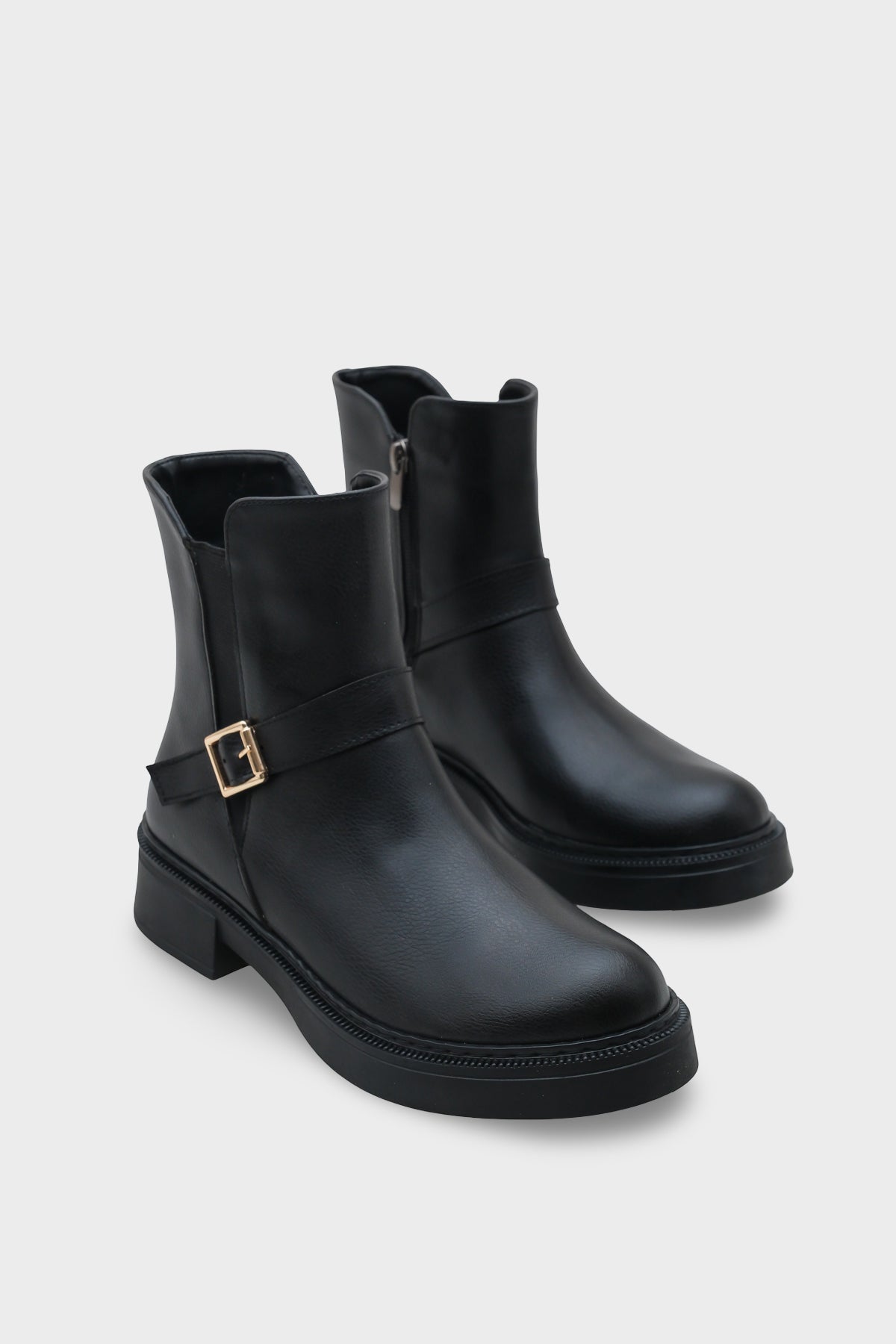 Daria Yandan Fermuarlı Tokalı Lastikli Kadın Bot