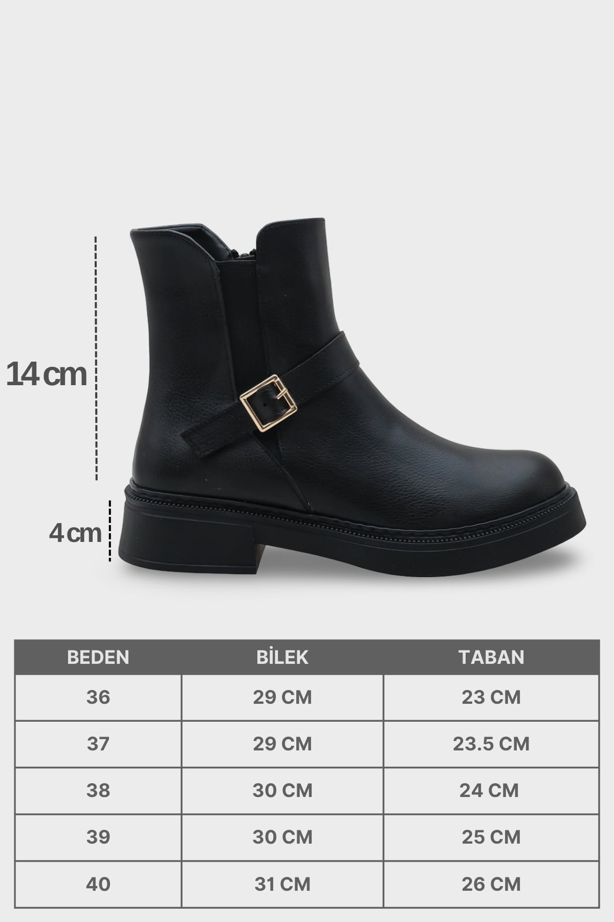 Daria Yandan Fermuarlı Tokalı Lastikli Kadın Bot