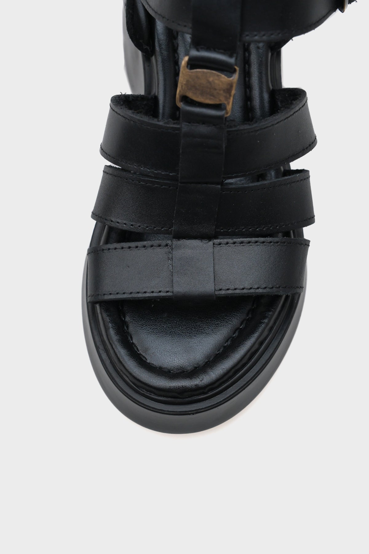 Sofia Dolgu Topuklu Hakiki Deri Bantlı Konfor Kadın Sandalet