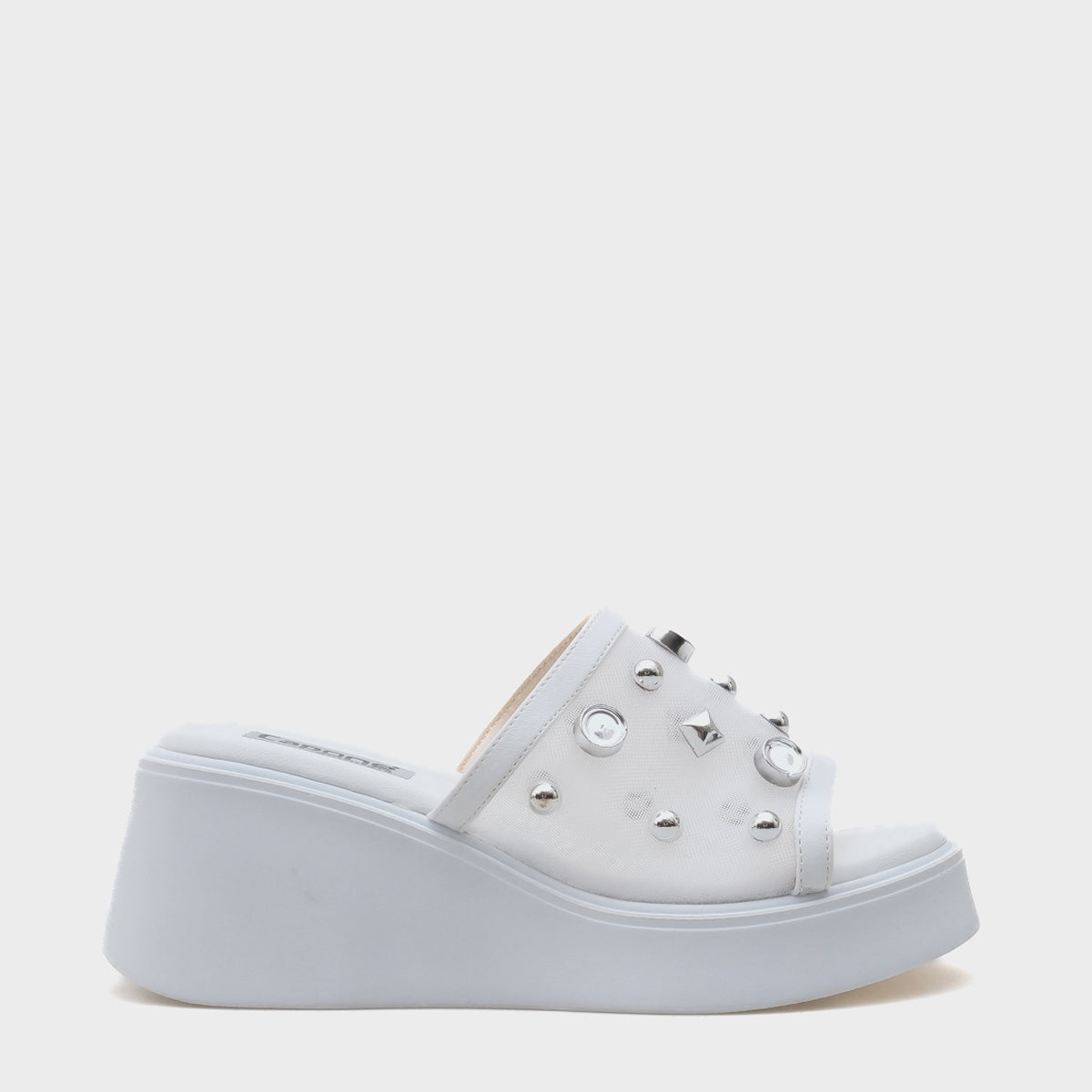 Charlot Dolgu Topuklu Hakiki Deri Taşlı Fileli Konfor Kadın Terlik