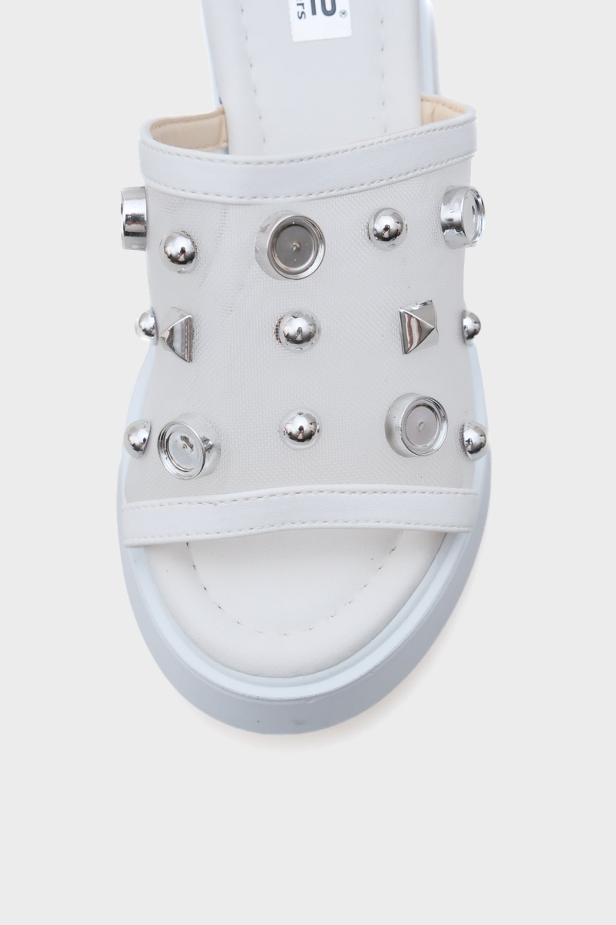 Charlot Dolgu Topuklu Hakiki Deri Taşlı Fileli Konfor Kadın Terlik