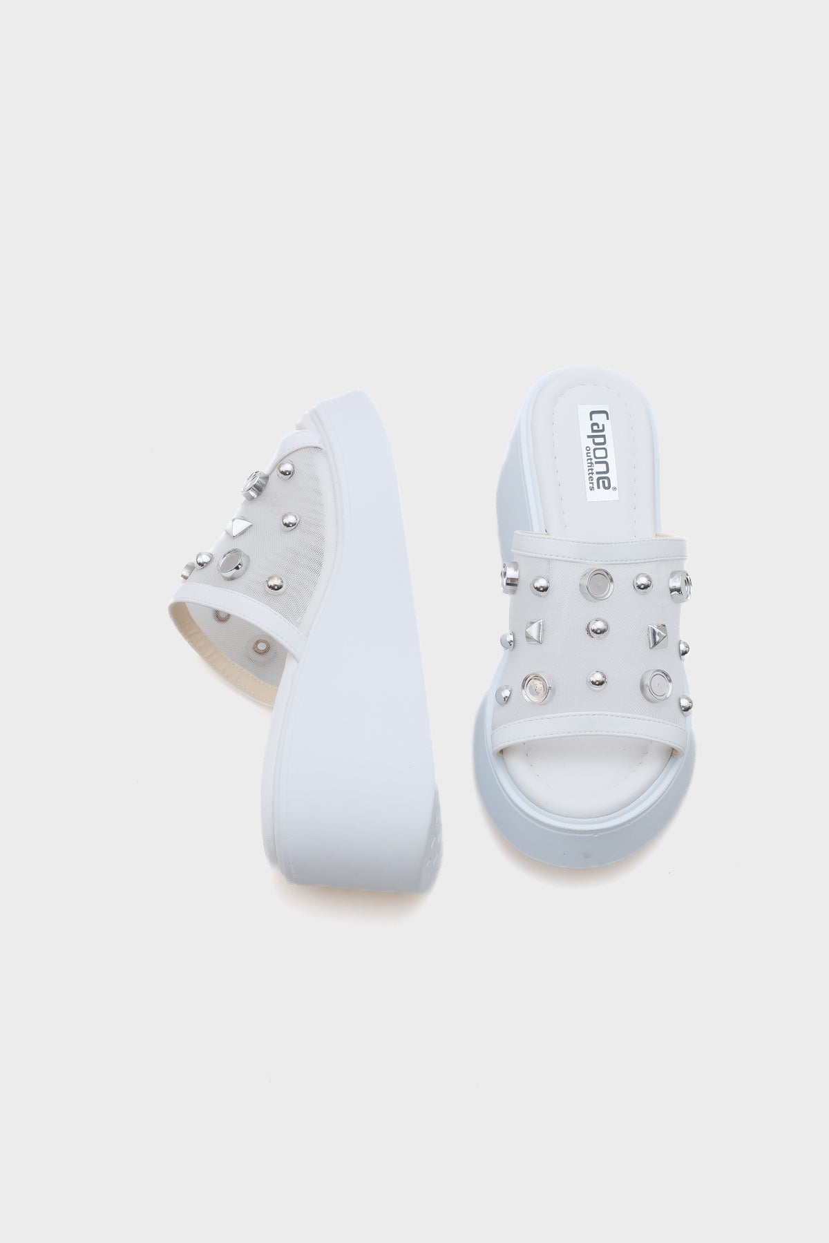 Charlot Dolgu Topuklu Hakiki Deri Taşlı Fileli Konfor Kadın Terlik