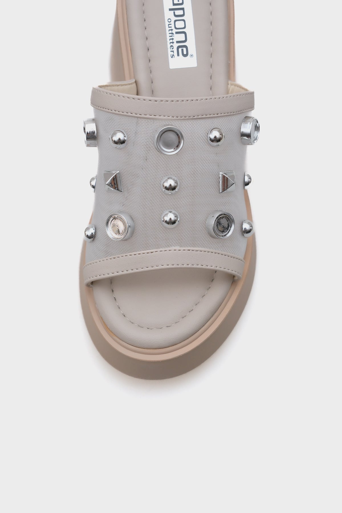 Charlot Dolgu Topuklu Hakiki Deri Taşlı Fileli Konfor Kadın Terlik