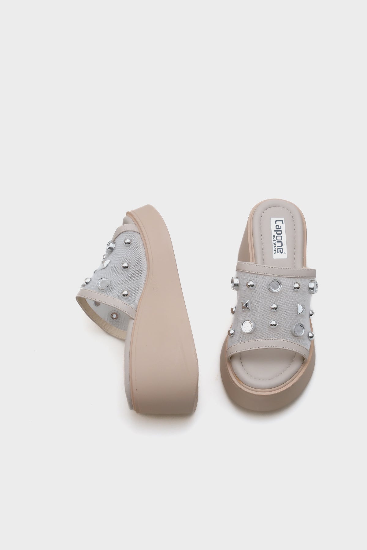 Charlot Dolgu Topuklu Hakiki Deri Taşlı Fileli Konfor Kadın Terlik