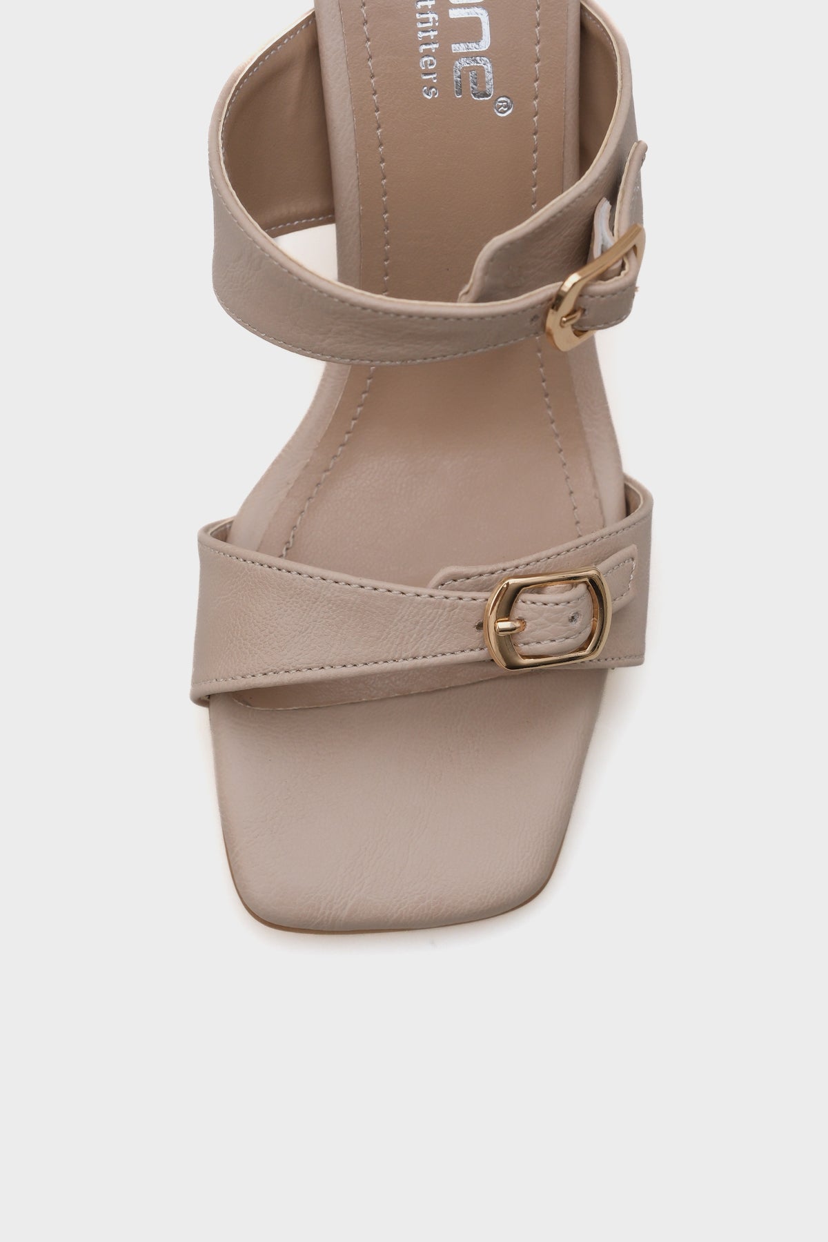 Lenora Küt Burunlu Orta Topuklu Çift Bantlı Kadın Terlik