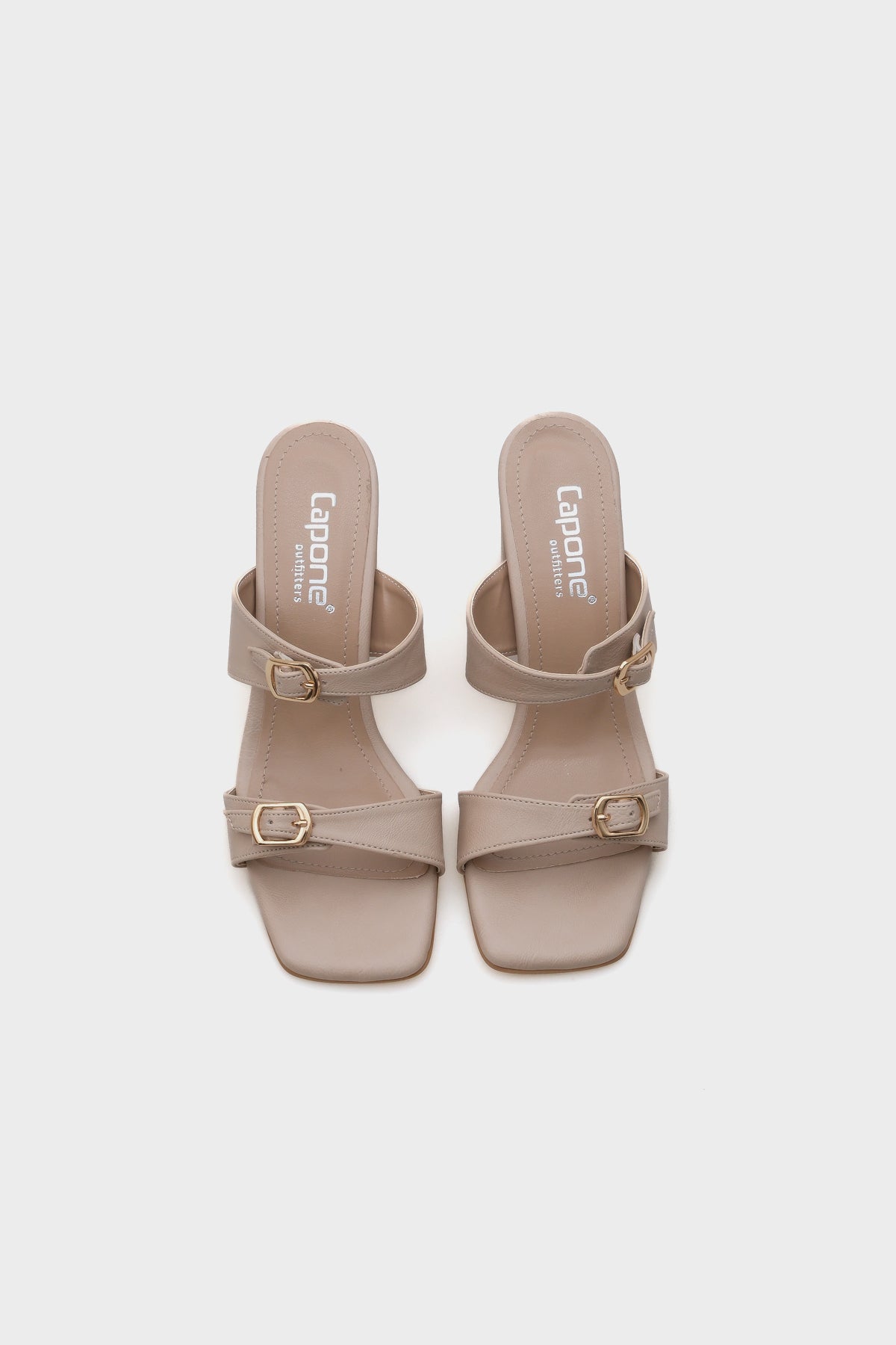 Lenora Küt Burunlu Orta Topuklu Çift Bantlı Kadın Terlik