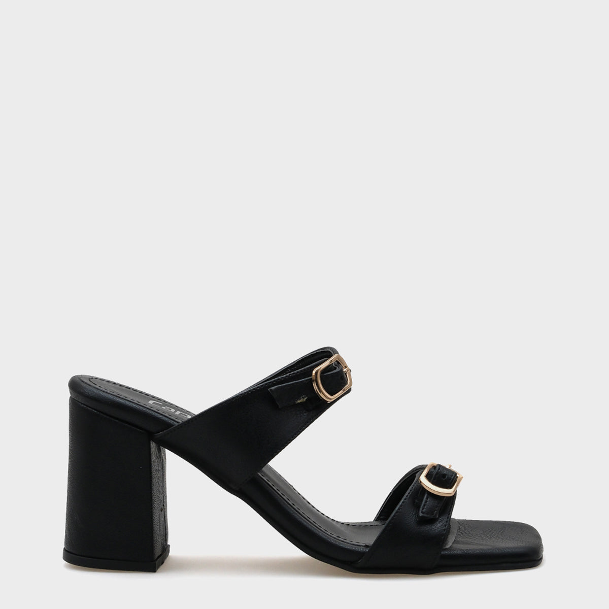 Lenora Küt Burunlu Orta Topuklu Çift Bantlı Kadın Terlik