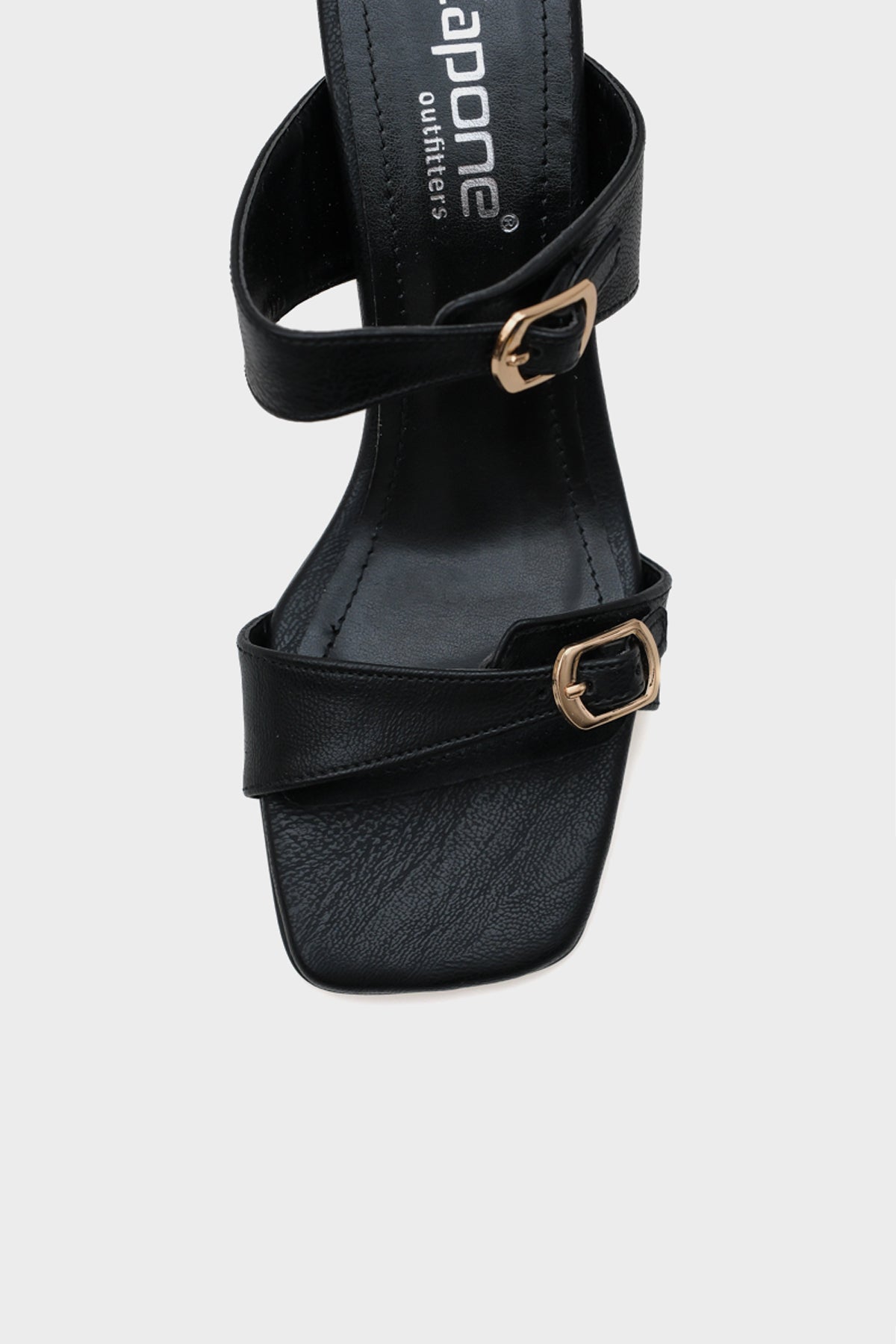 Lenora Küt Burunlu Orta Topuklu Çift Bantlı Kadın Terlik