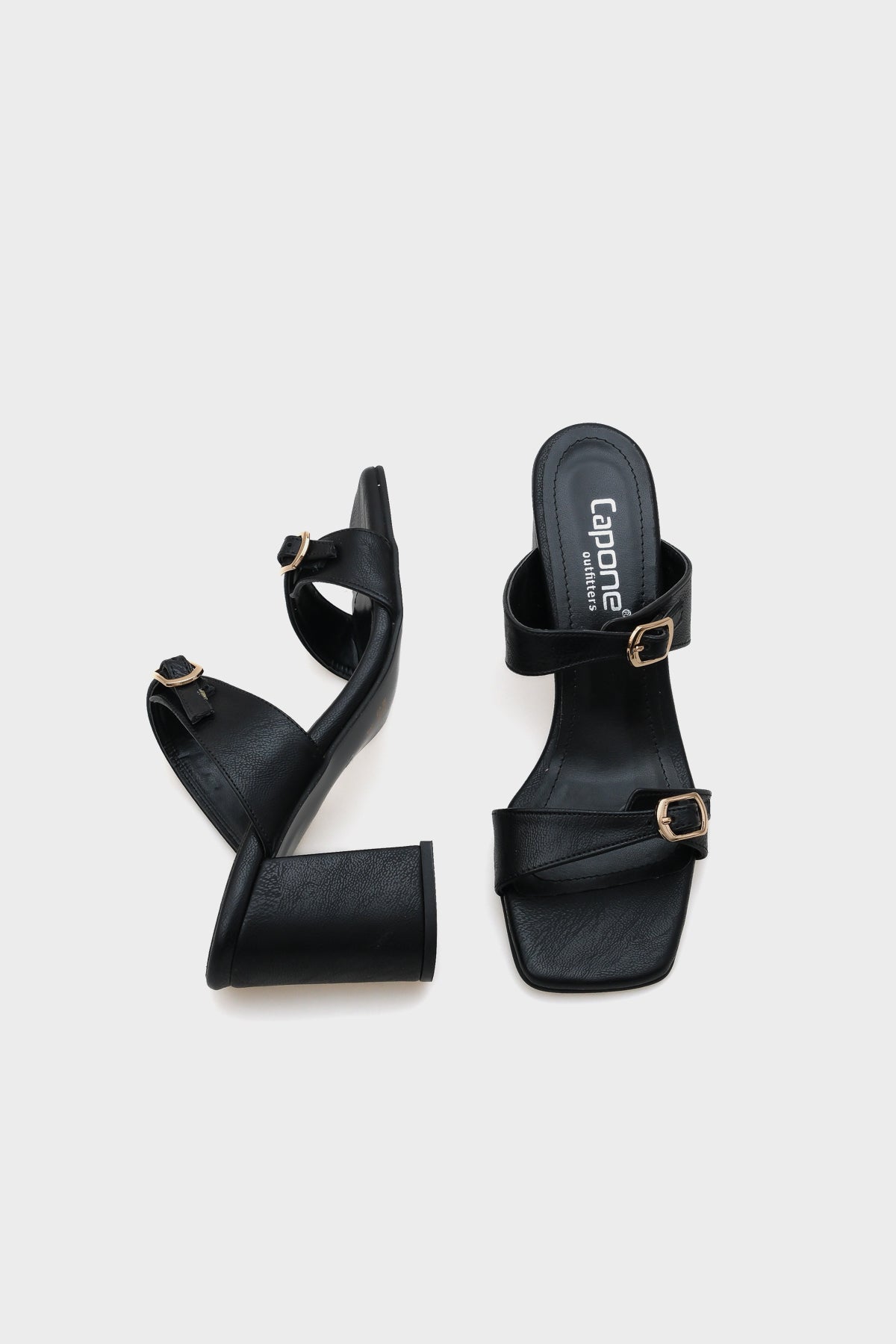 Lenora Küt Burunlu Orta Topuklu Çift Bantlı Kadın Terlik