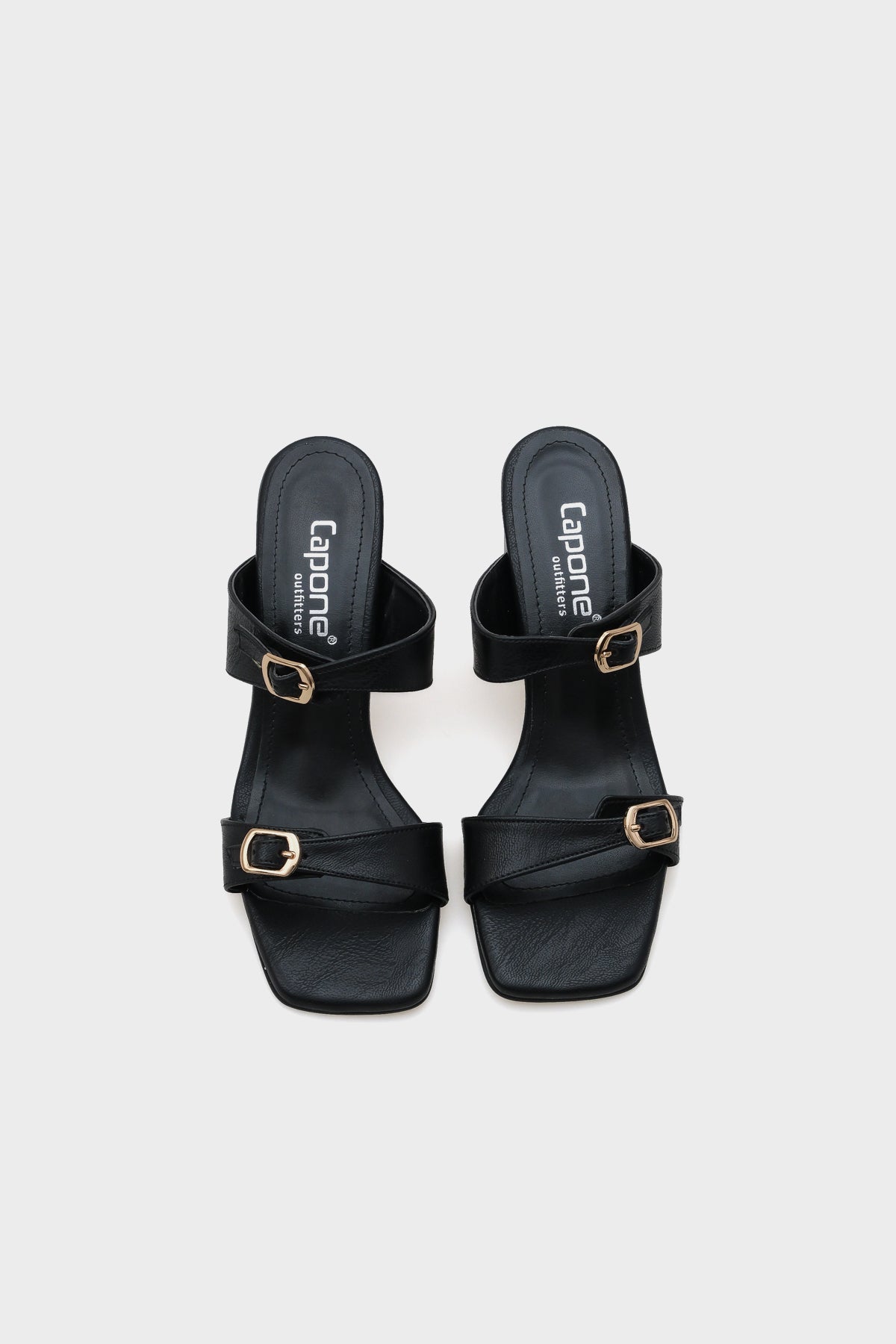 Lenora Küt Burunlu Orta Topuklu Çift Bantlı Kadın Terlik