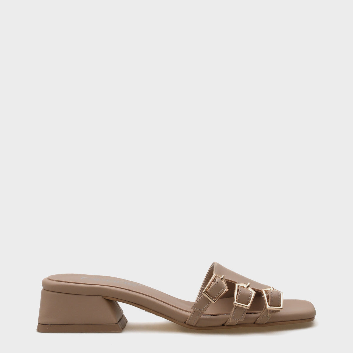 Lesley Kısa Topuklu Küt Burunlu Tokalı Kadın Terlik