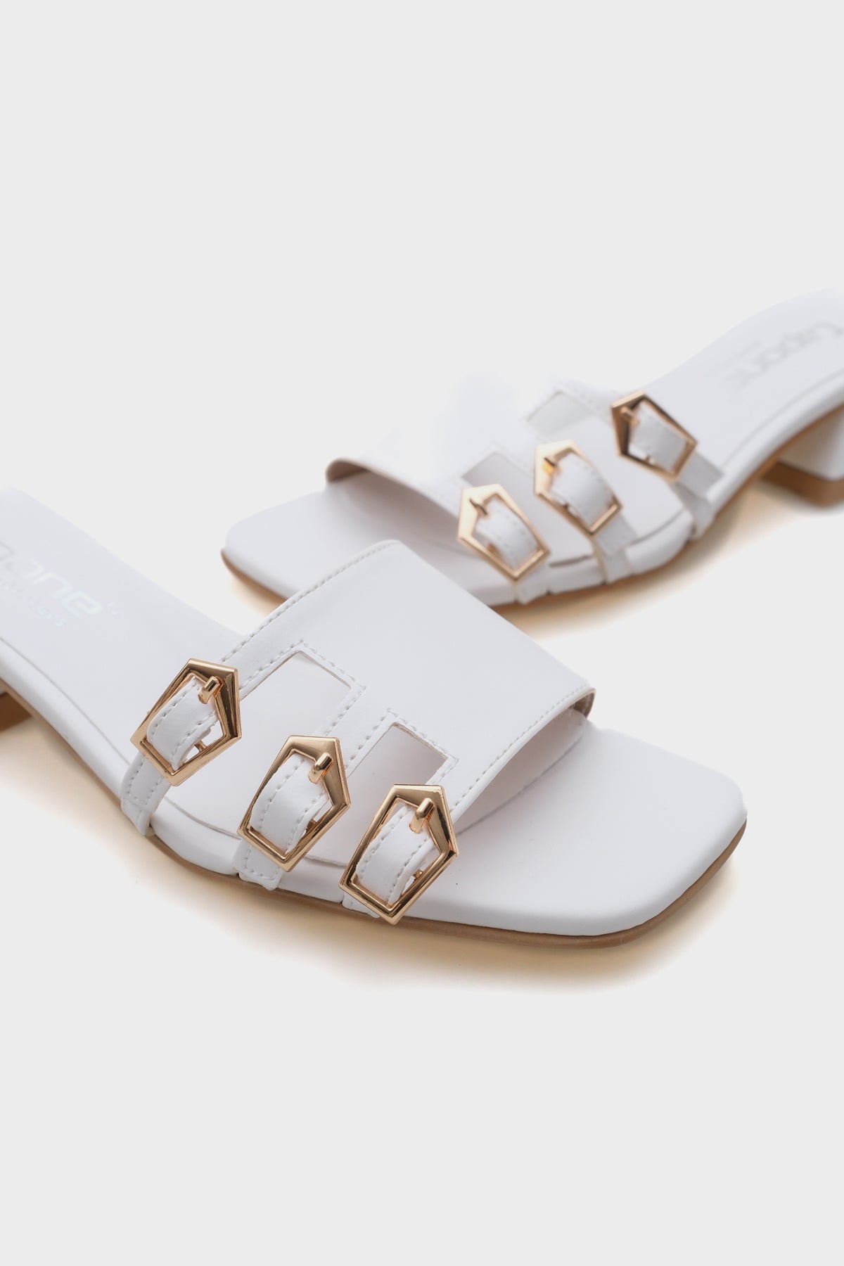 Lesley Kısa Topuklu Küt Burunlu Tokalı Kadın Terlik