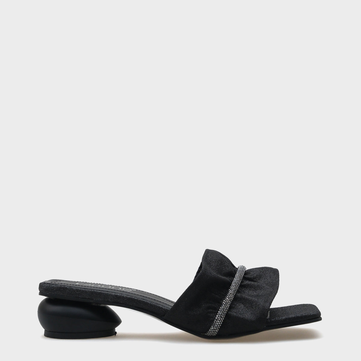 Lily Kadın Büzgülü Taşlı Orta Topuklu Şık Terlik