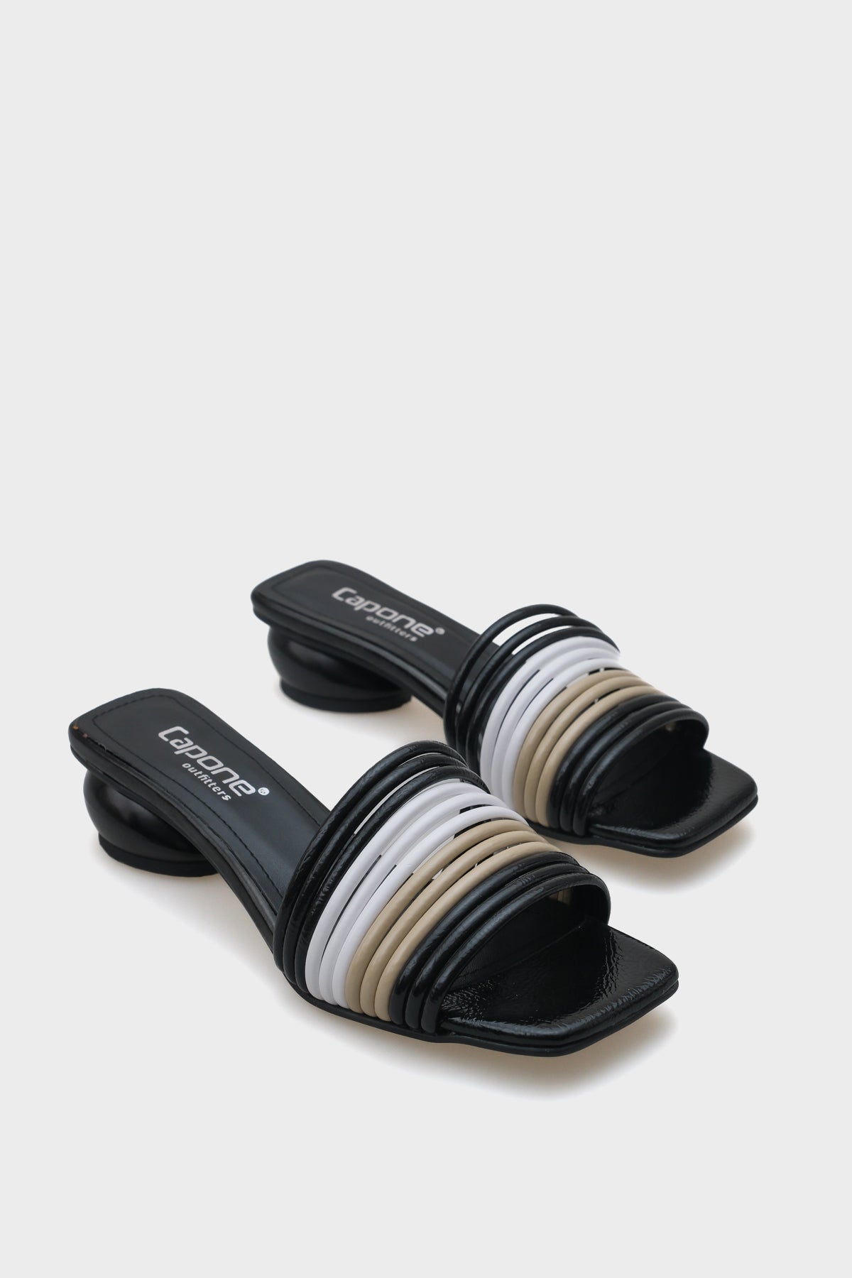 Lina Beyaz Nude Kadın Orta Topuklu Şık Terlik