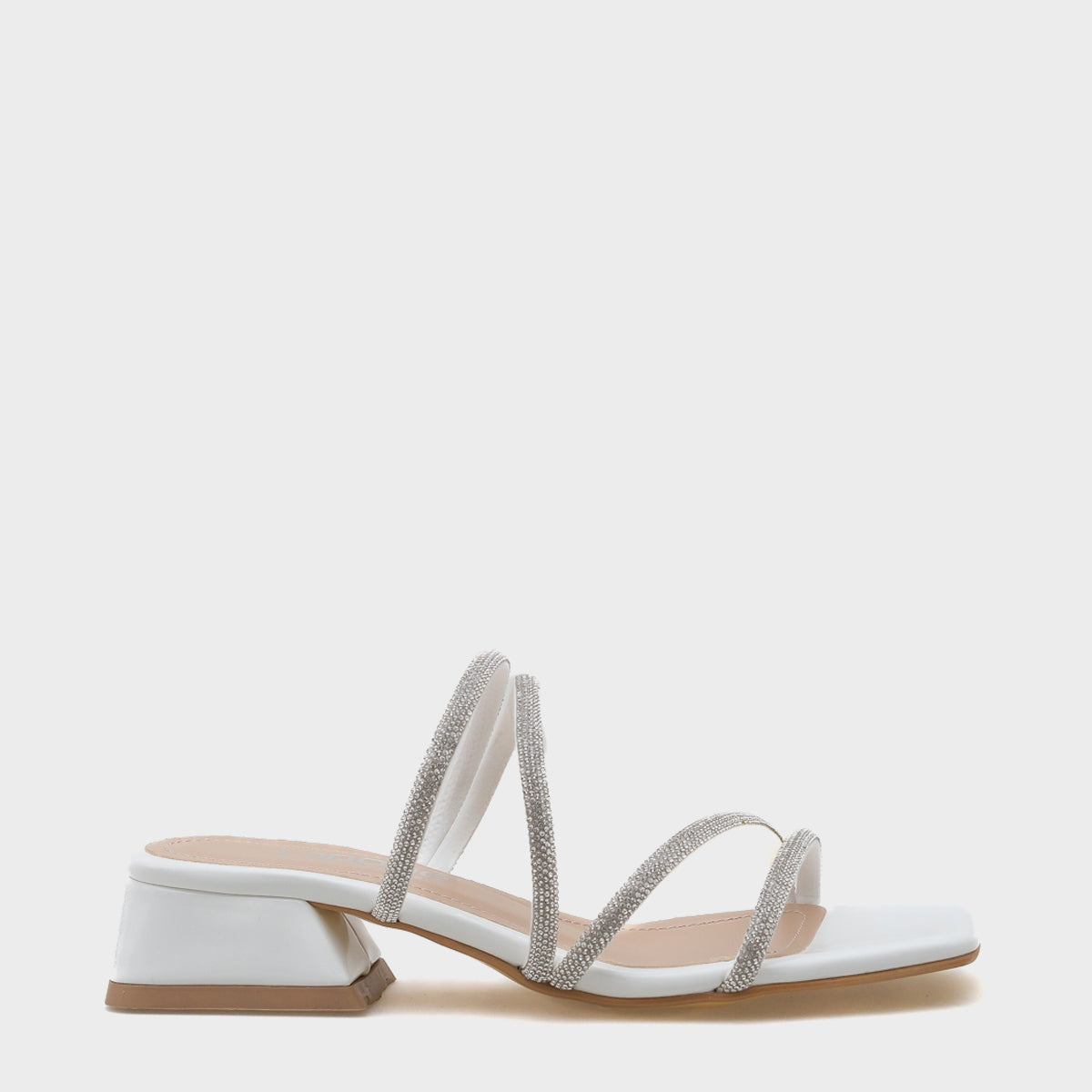 Lindsy Küt Burunlu Taşlı Bantlı Kısa Topuklu Rugan Kadın Terlik