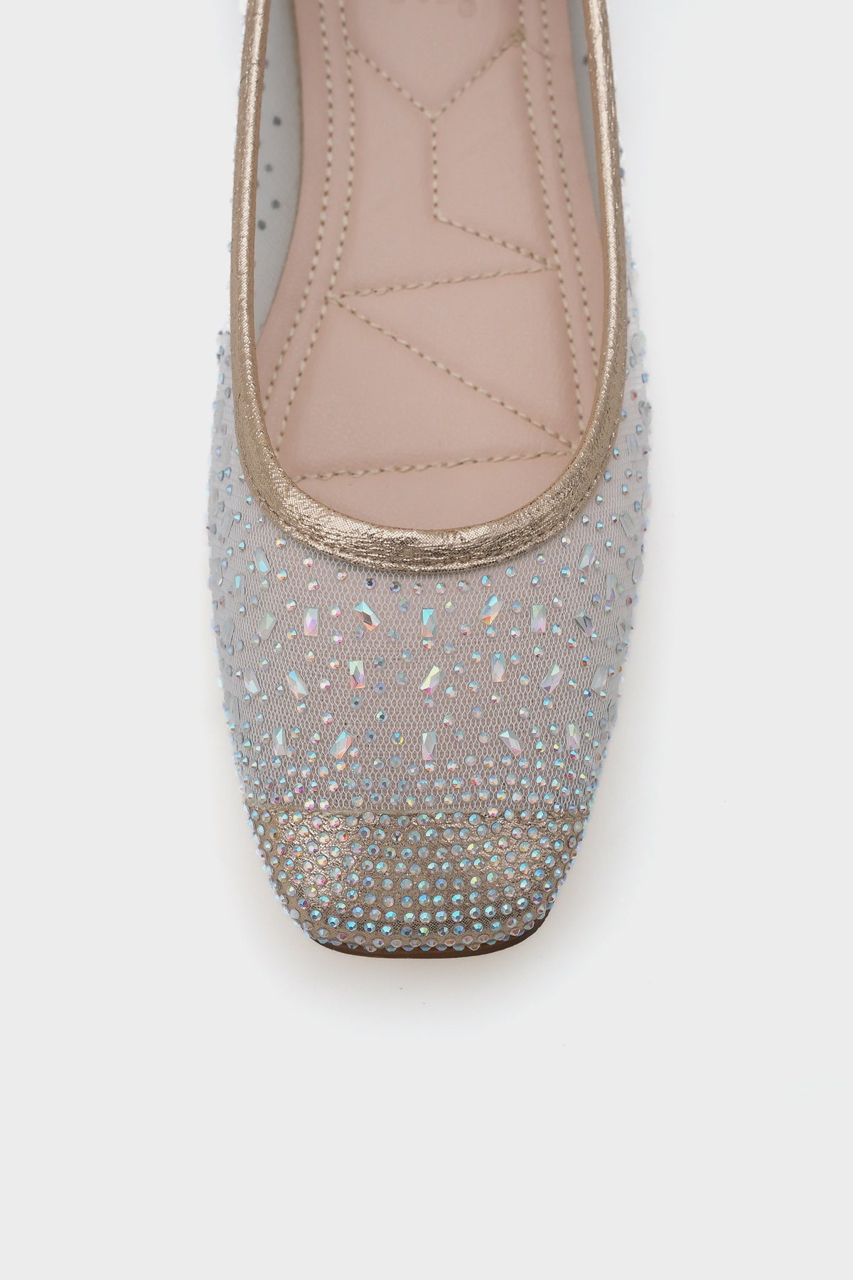 Adore Küt Burunlu Taşlı Dantelli Kadın Babet