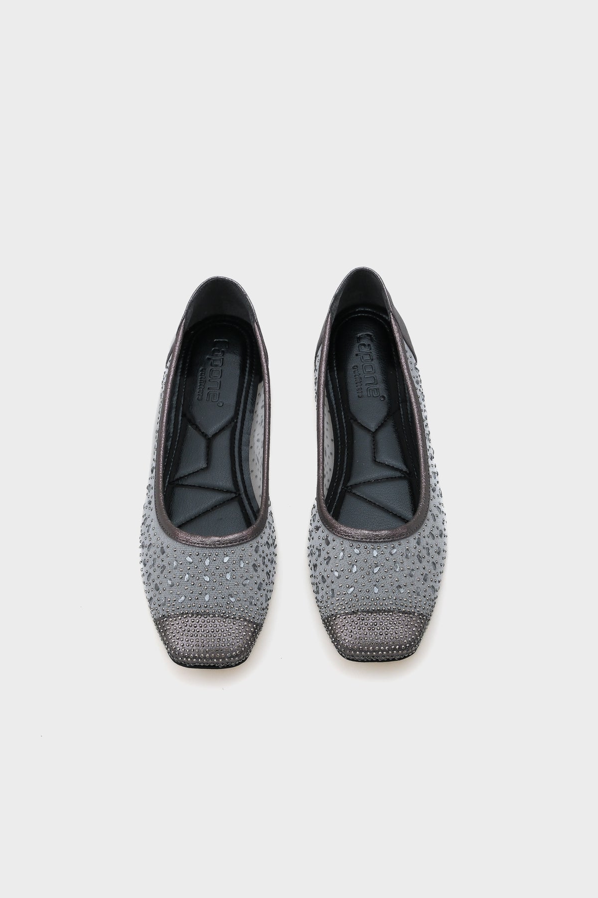 Adore Küt Burunlu Taşlı Dantelli Kadın Babet