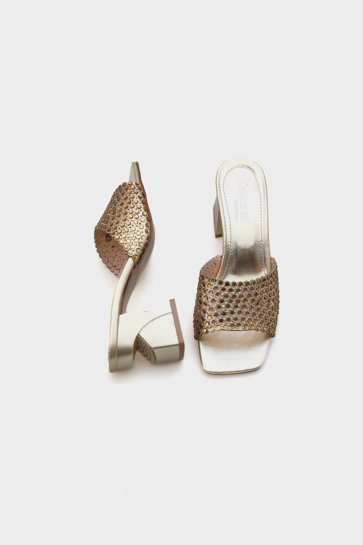 Lora Orta Topuklu Küt Burunlu Taşlı Kadın Terlik