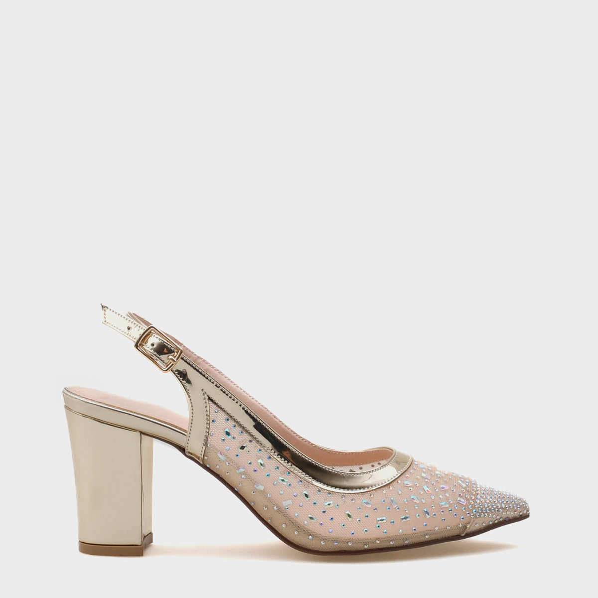 Nona 145 Kadın Topuklu Taşlı Arkası Açık Ayakkabı