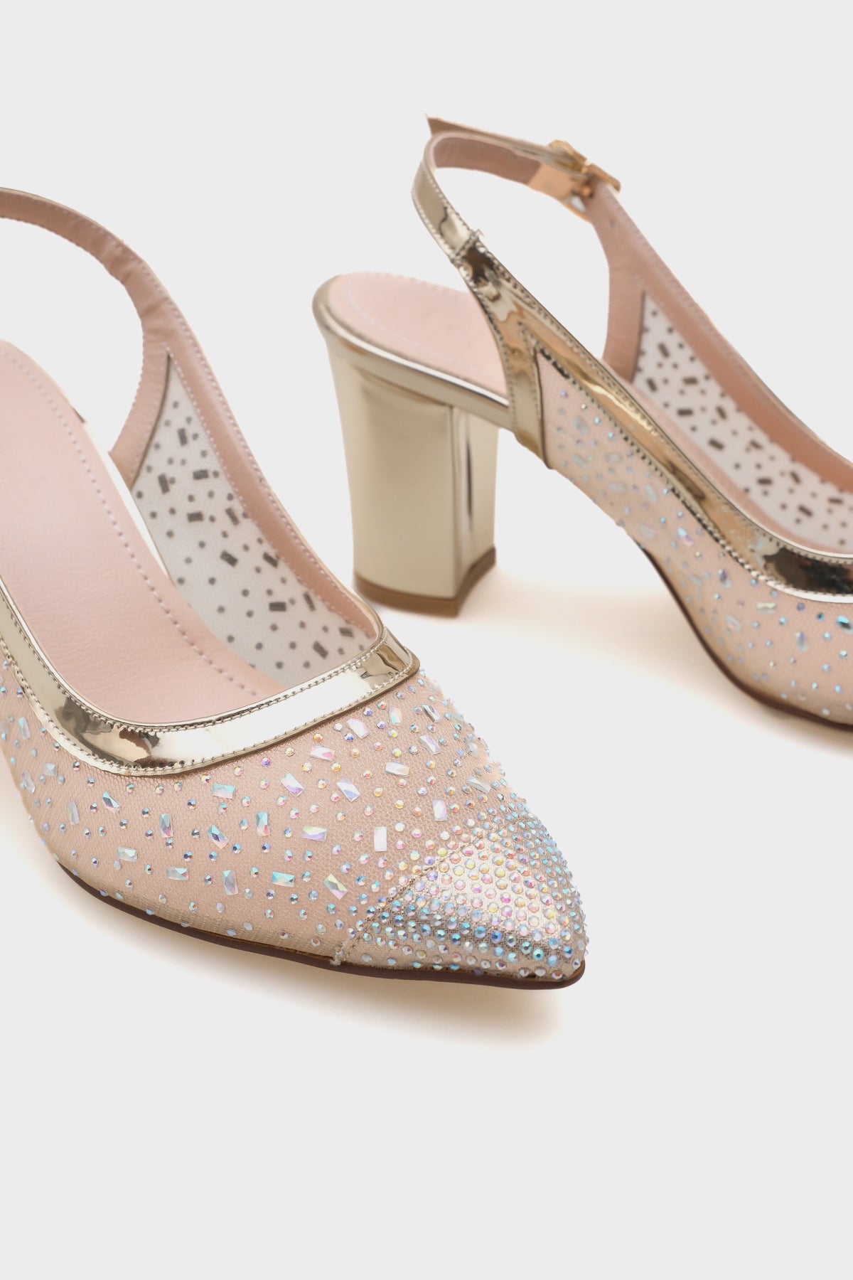 Nona 145 Kadın Topuklu Taşlı Arkası Açık Ayakkabı