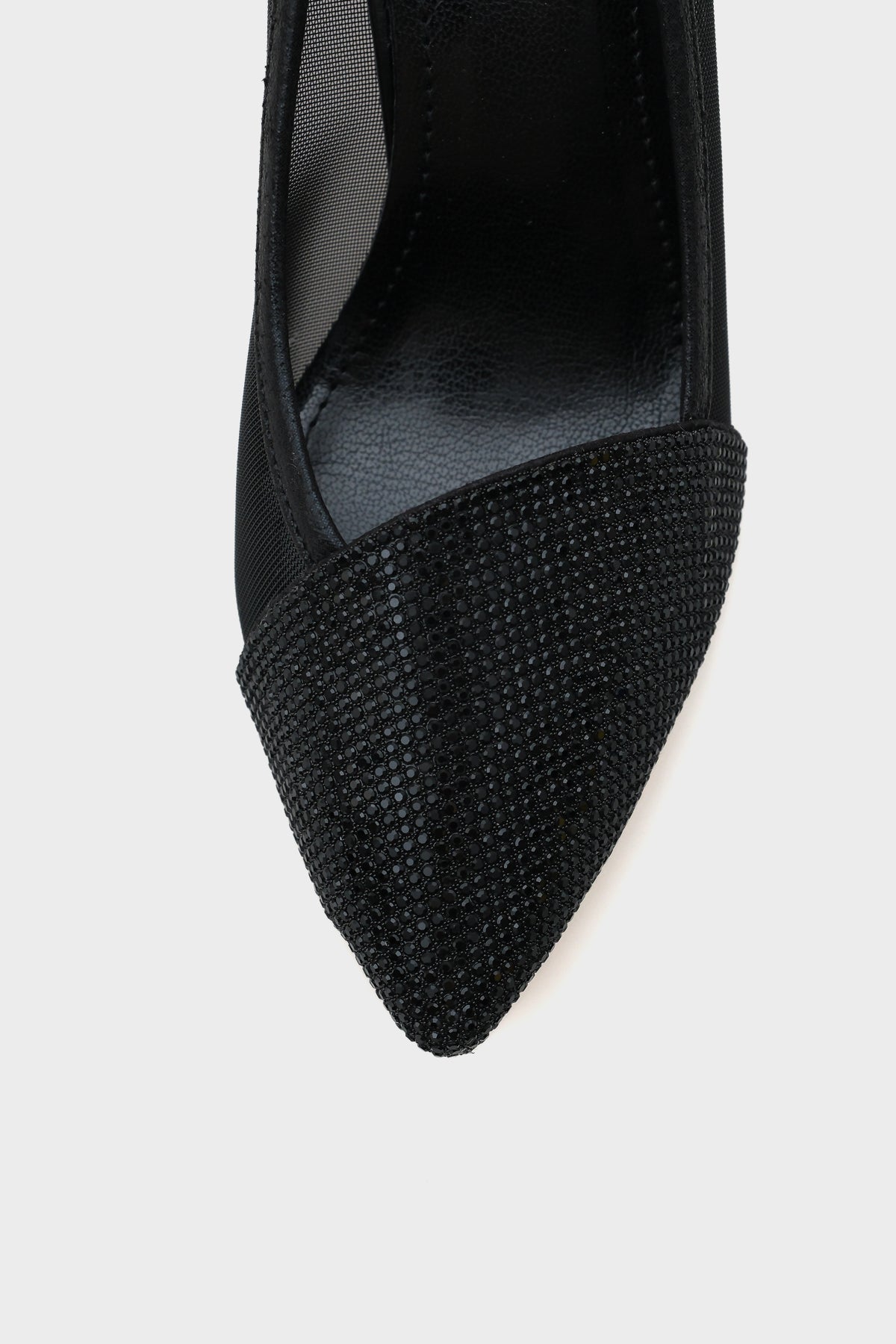 Nora Sivri Burunlu Fileli Taşlı Orta Topuk Kadın Ayakkabı