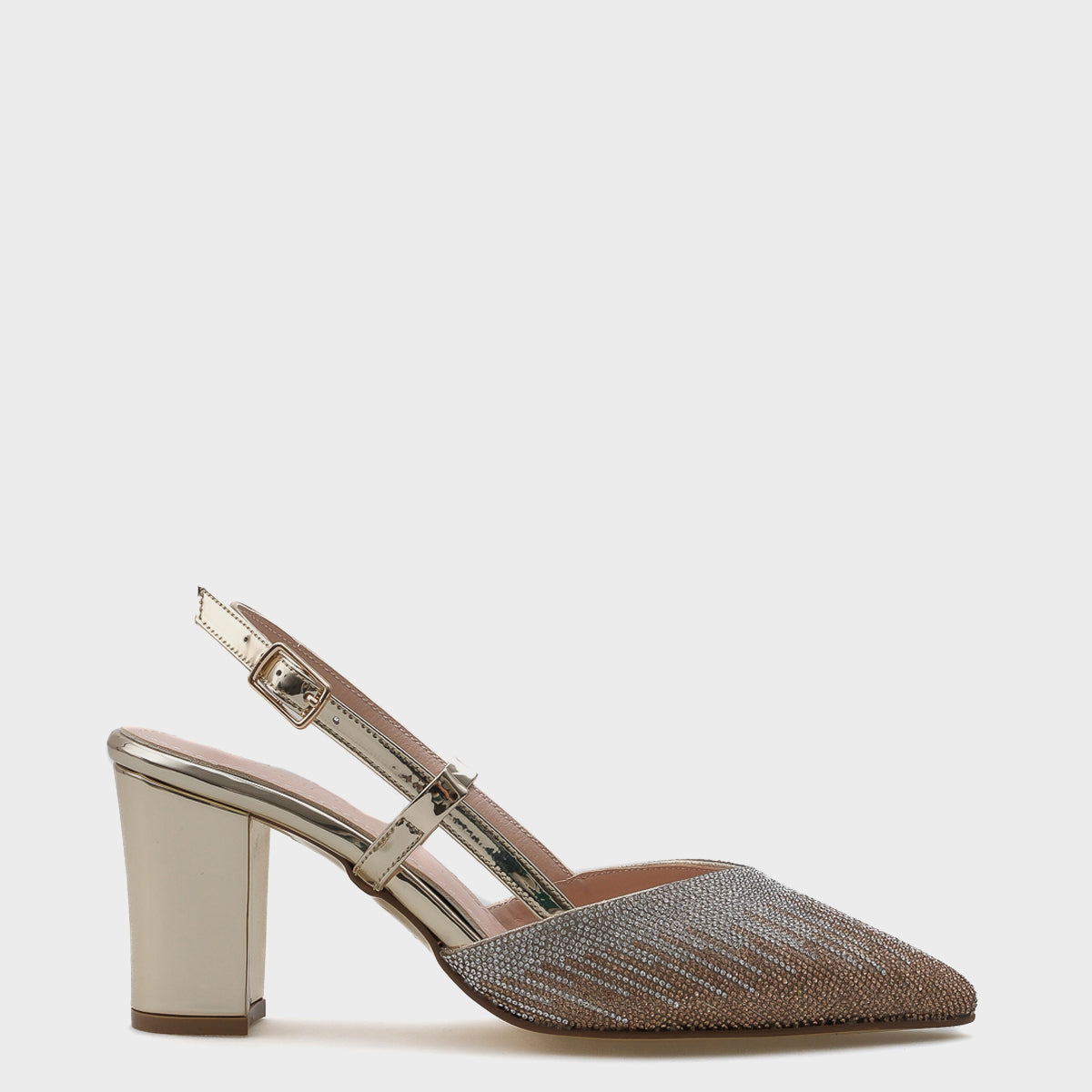 Nova Orta Topuklu Sivri Burunlu Taşlı Kadın Şık Ayakkabı