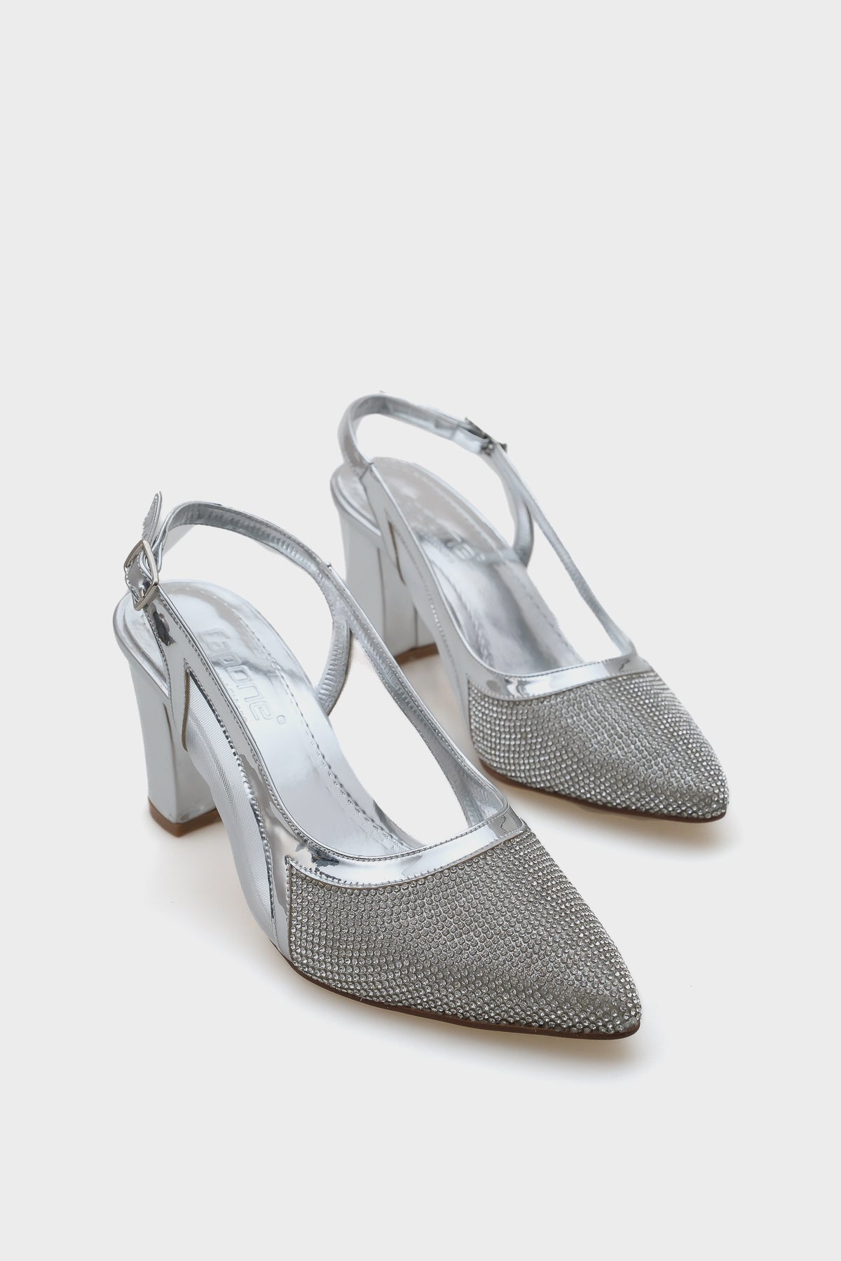 Ola 750 Kadın Topuklu Taşlı Fileli Arkası Açık Ayakkabı