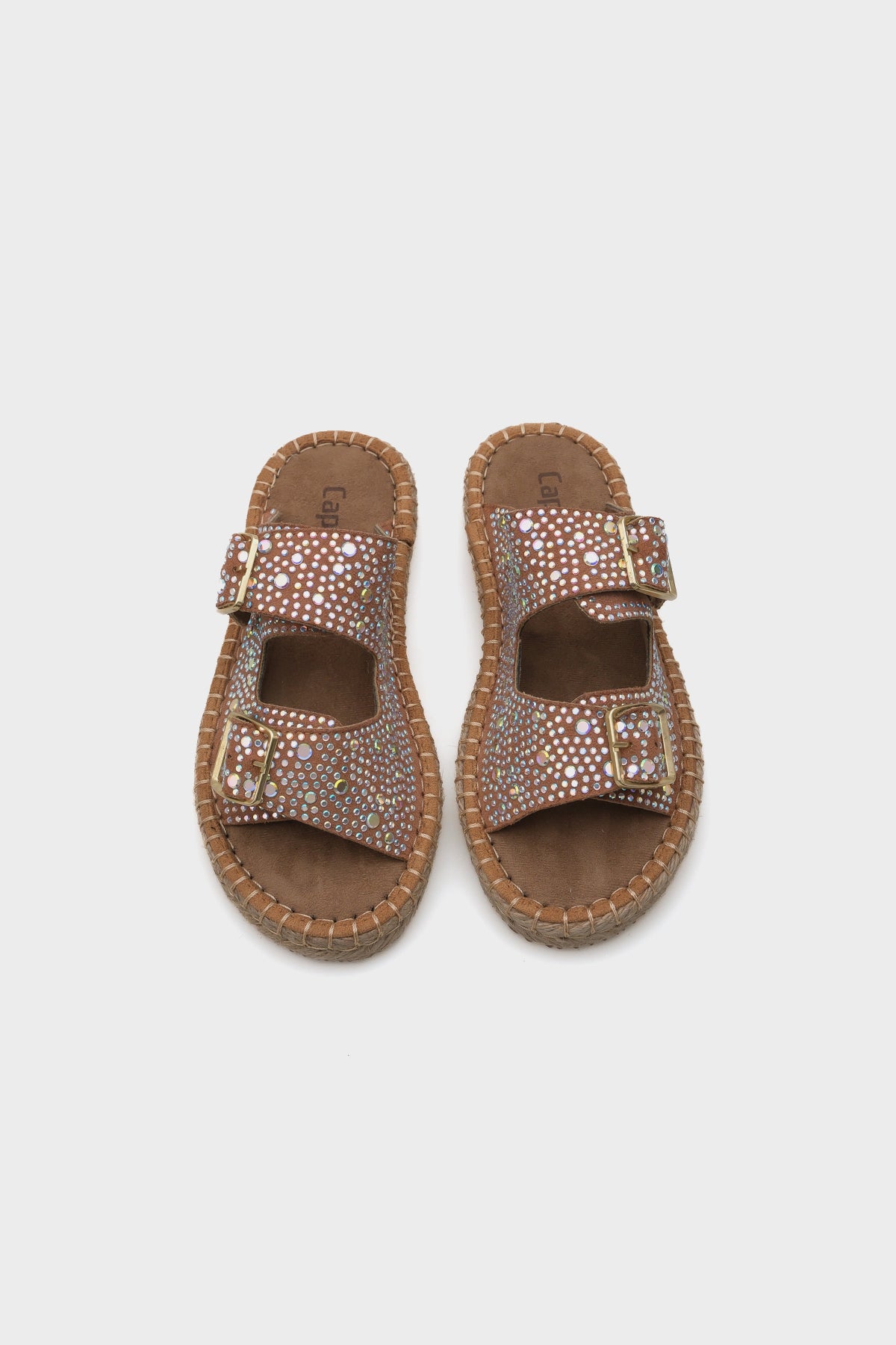 Caitlin Çift Bantlı Taşlı Kadın Espadril Terlik