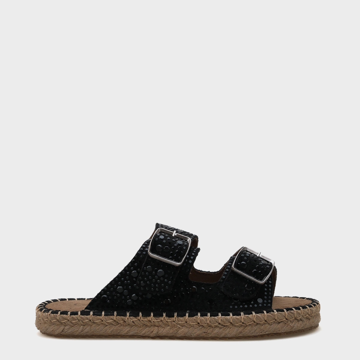 Caitlin Çift Bantlı Taşlı Kadın Espadril Terlik