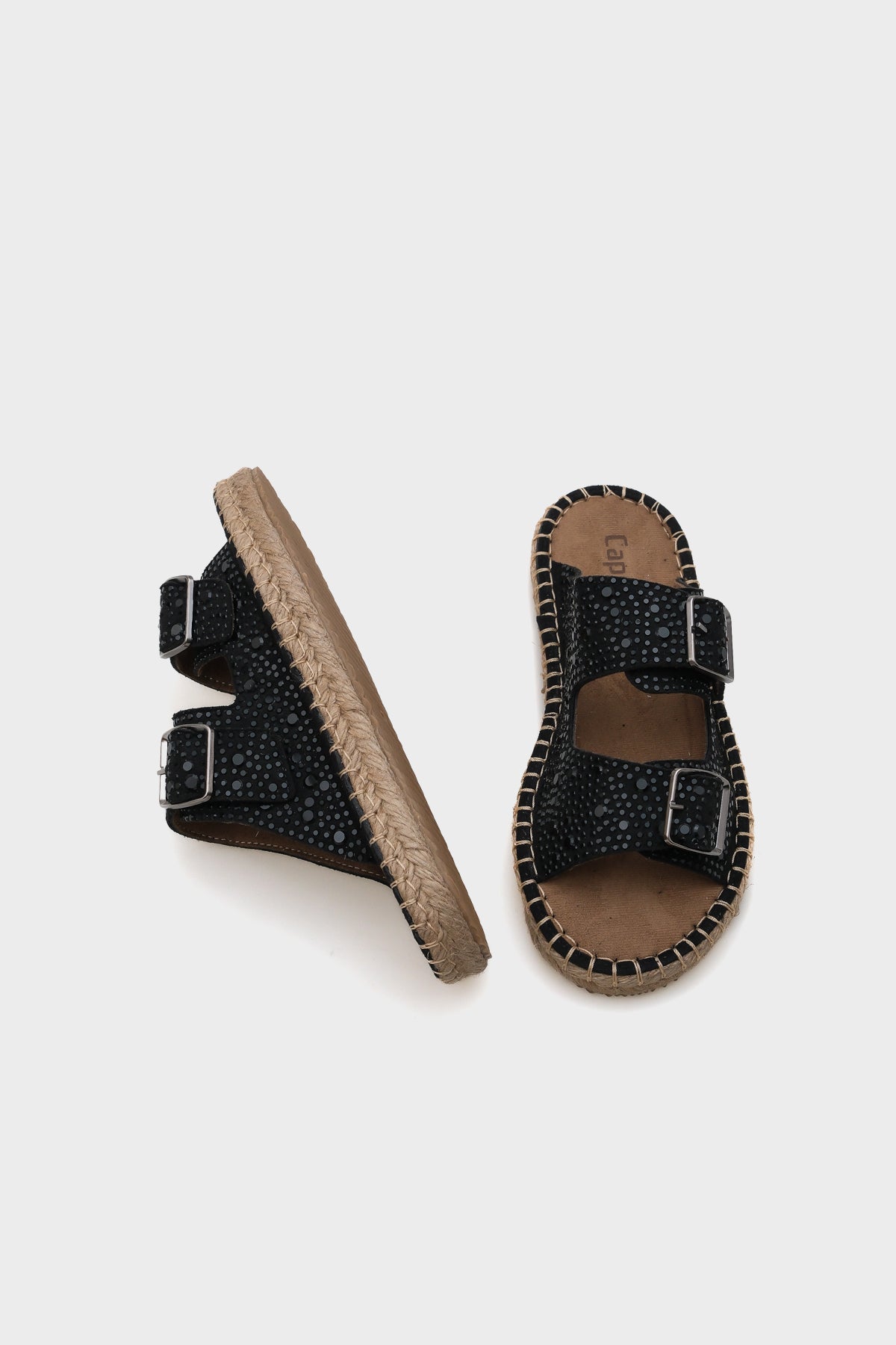 Caitlin Çift Bantlı Taşlı Kadın Espadril Terlik