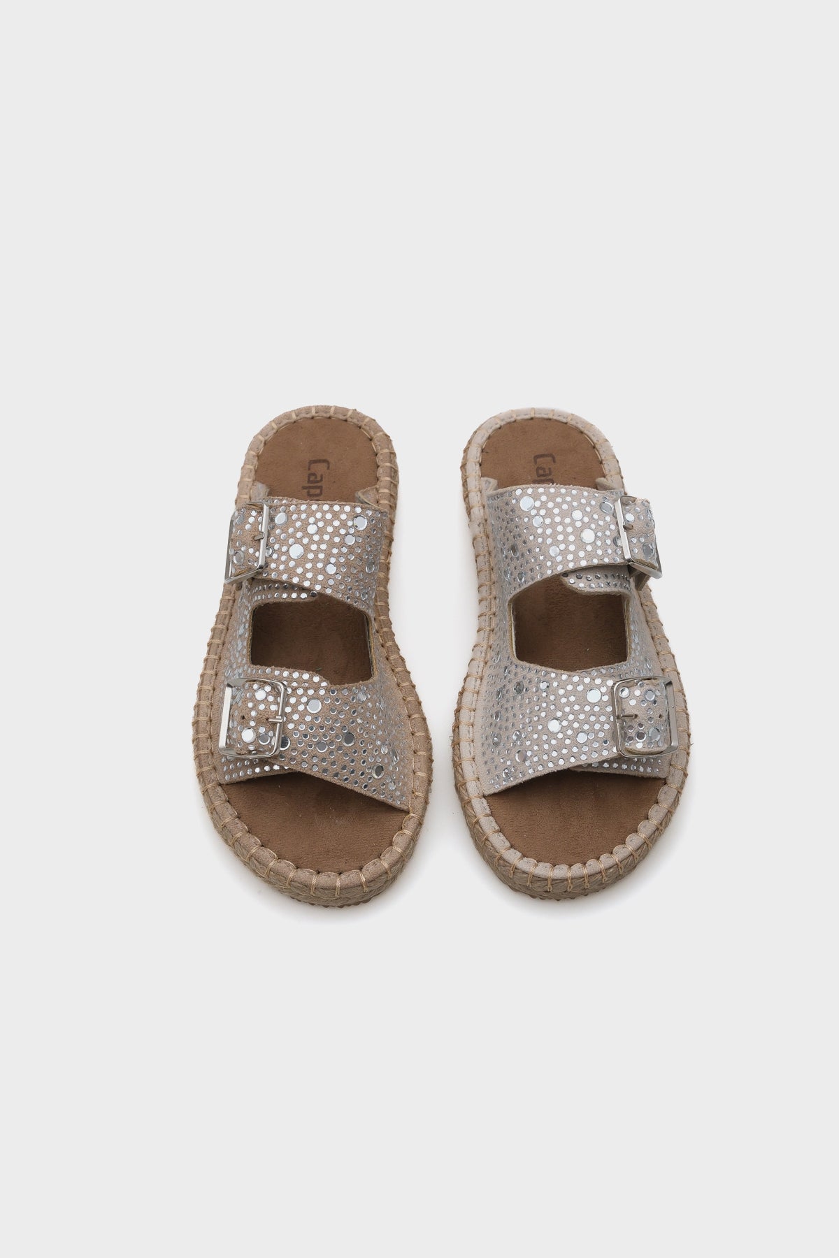 Caitlin Çift Bantlı Taşlı Kadın Espadril Terlik