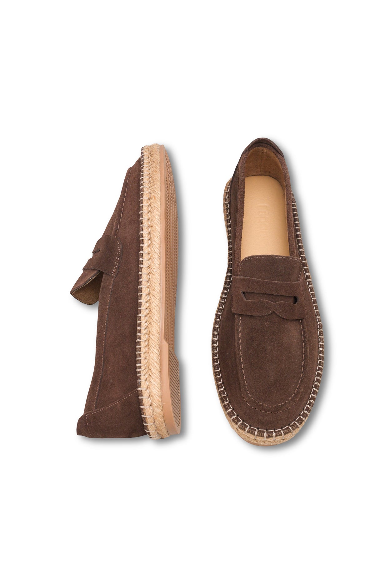Boris Hakiki Deri Süet Espadril Tabanlı Erkek Loafer Ayakkabı