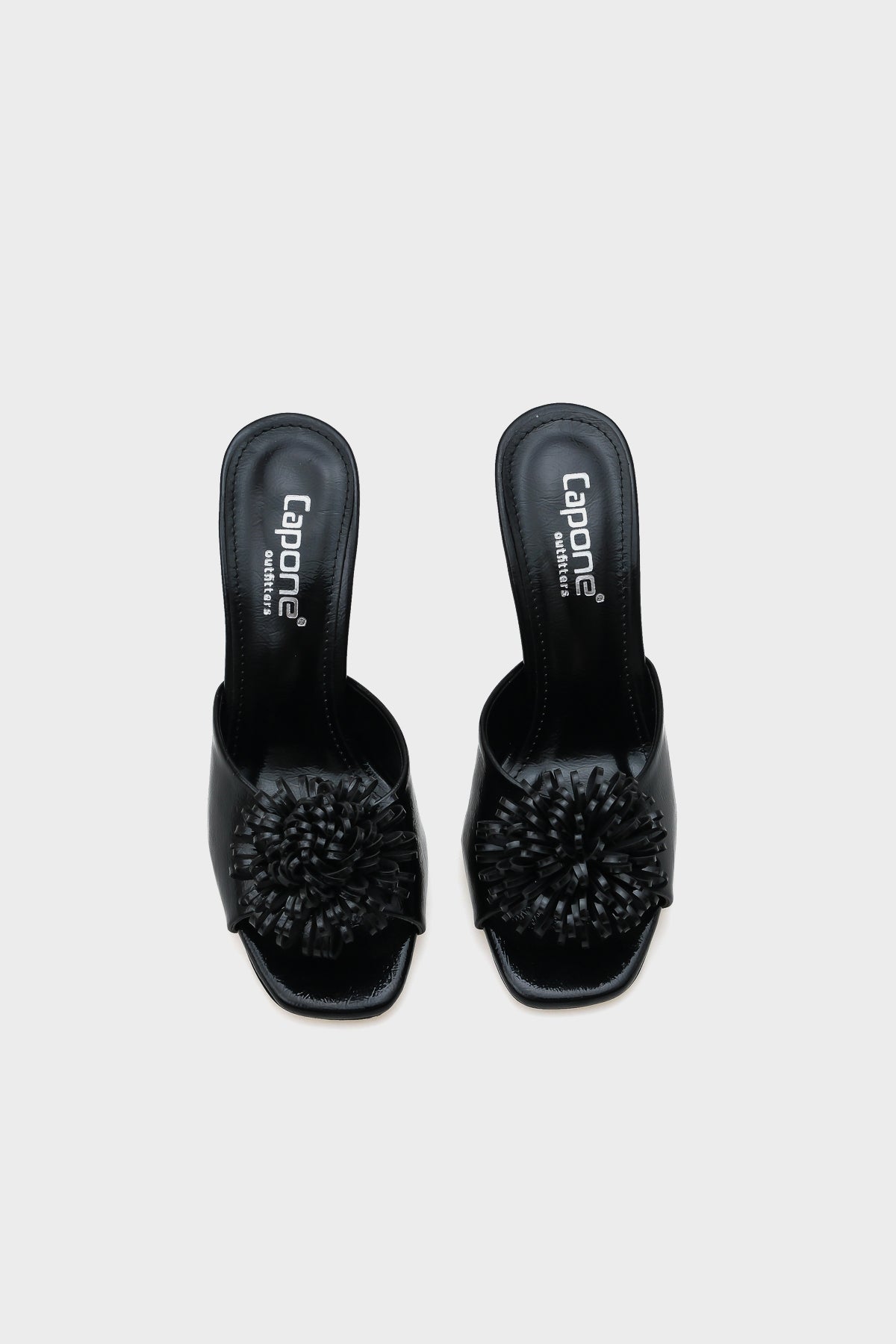 Lory Orta Topuklu Çiçekli Metalik Kadın Terlik