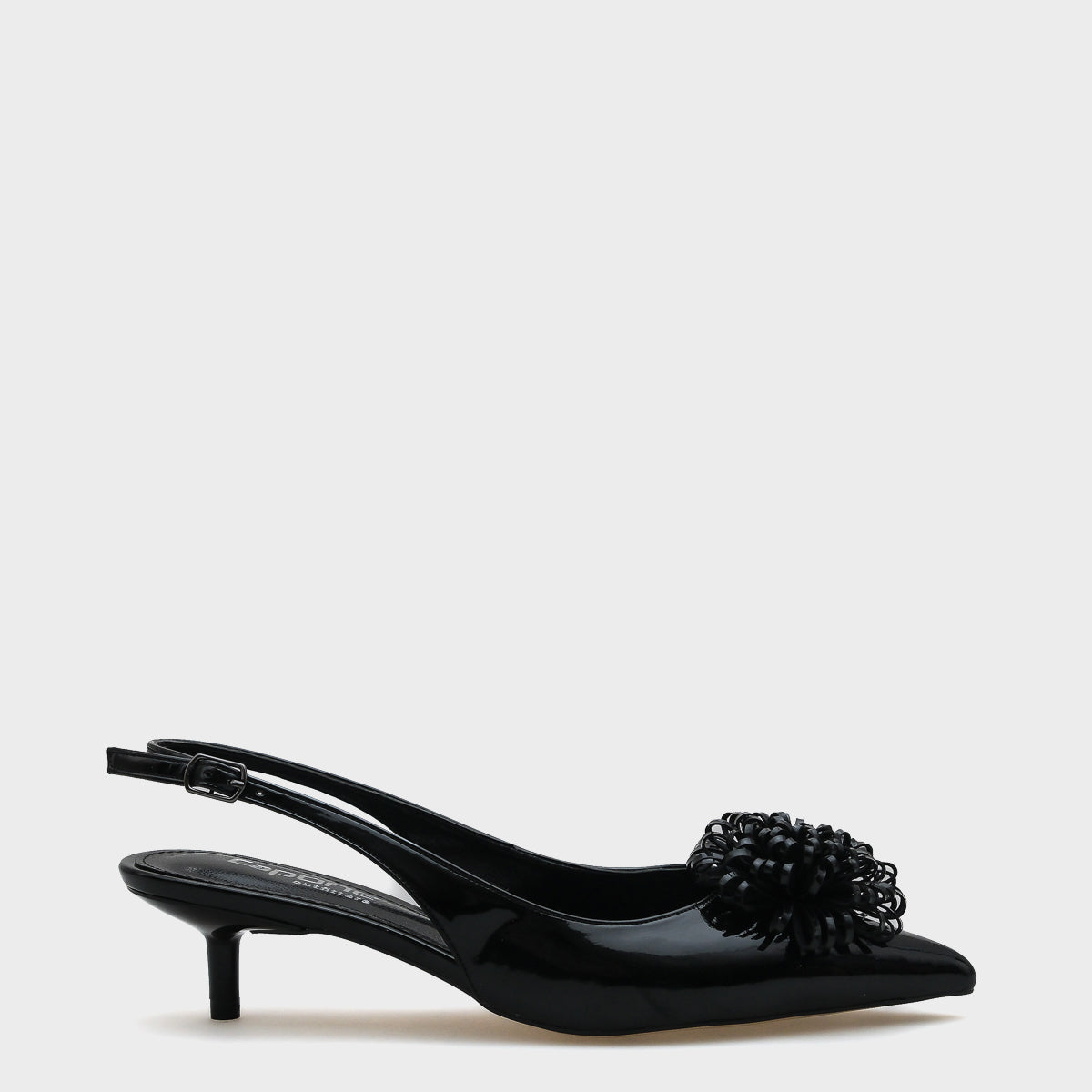 Oliy Orta Topuklu Çiçekli Sivri Burunlu Arkası Açık Kadın Ayakkabı