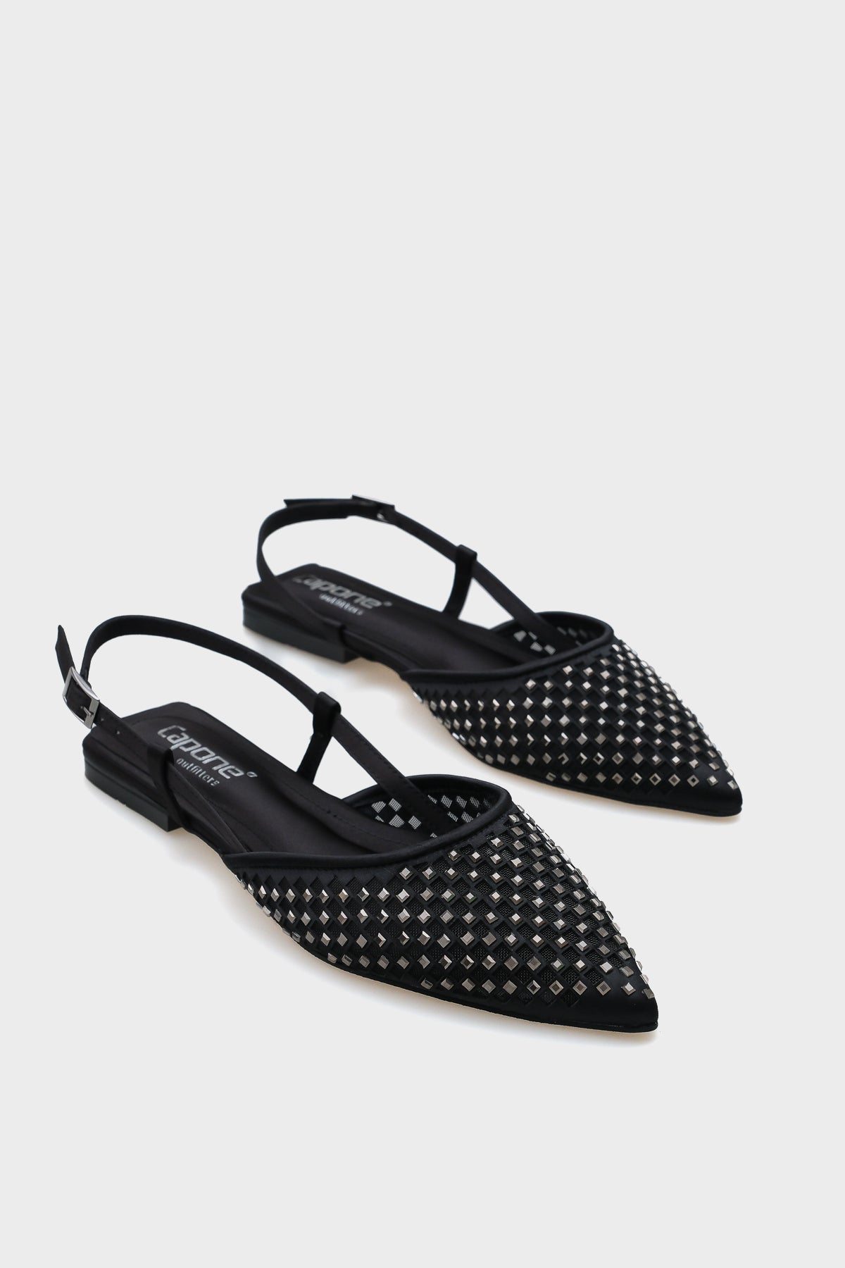 Alene Sivri Burunlu Fileli Taşlı Arkası Bantlı Kadın Babet