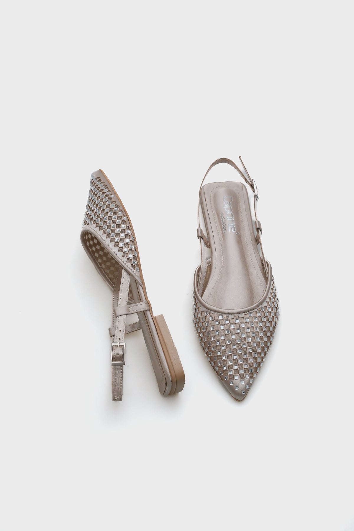 Alene Sivri Burunlu Fileli Taşlı Arkası Bantlı Kadın Babet